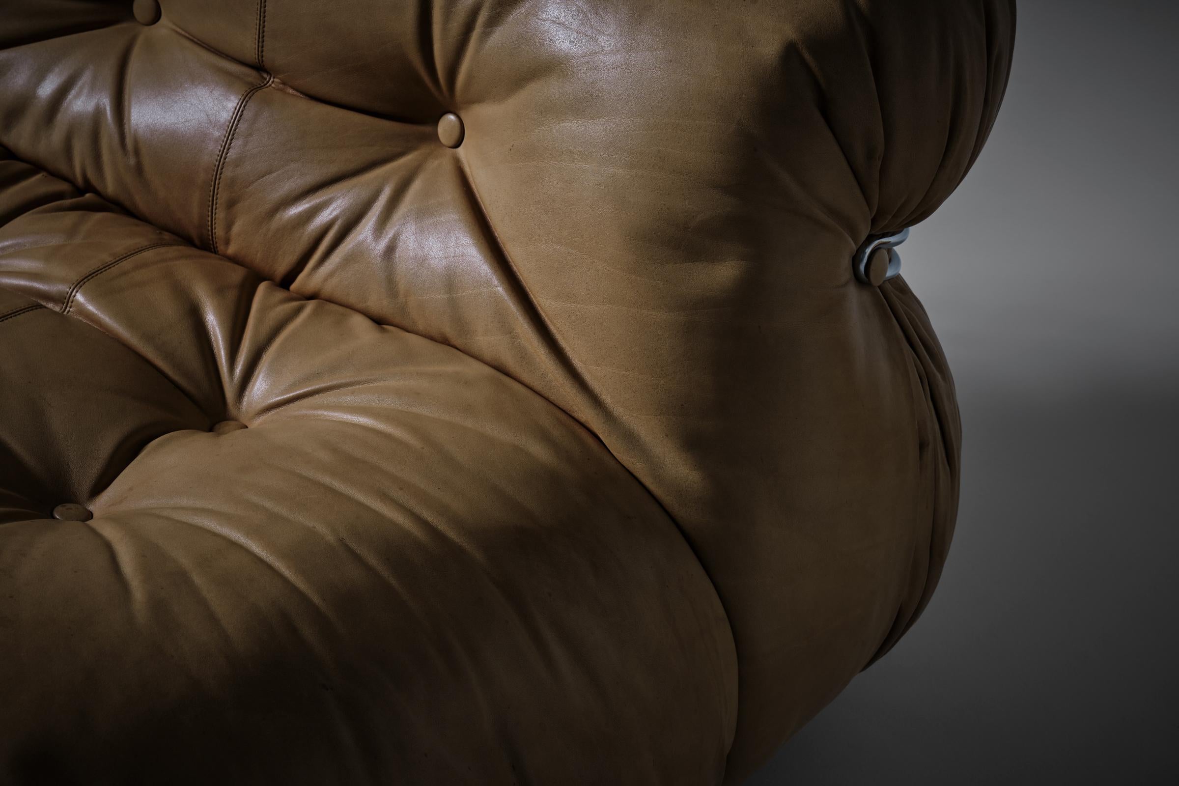 Soriana Lounge Chairs by Afra & Tobia Scarpa in Original Leather, Italy, 1969 2