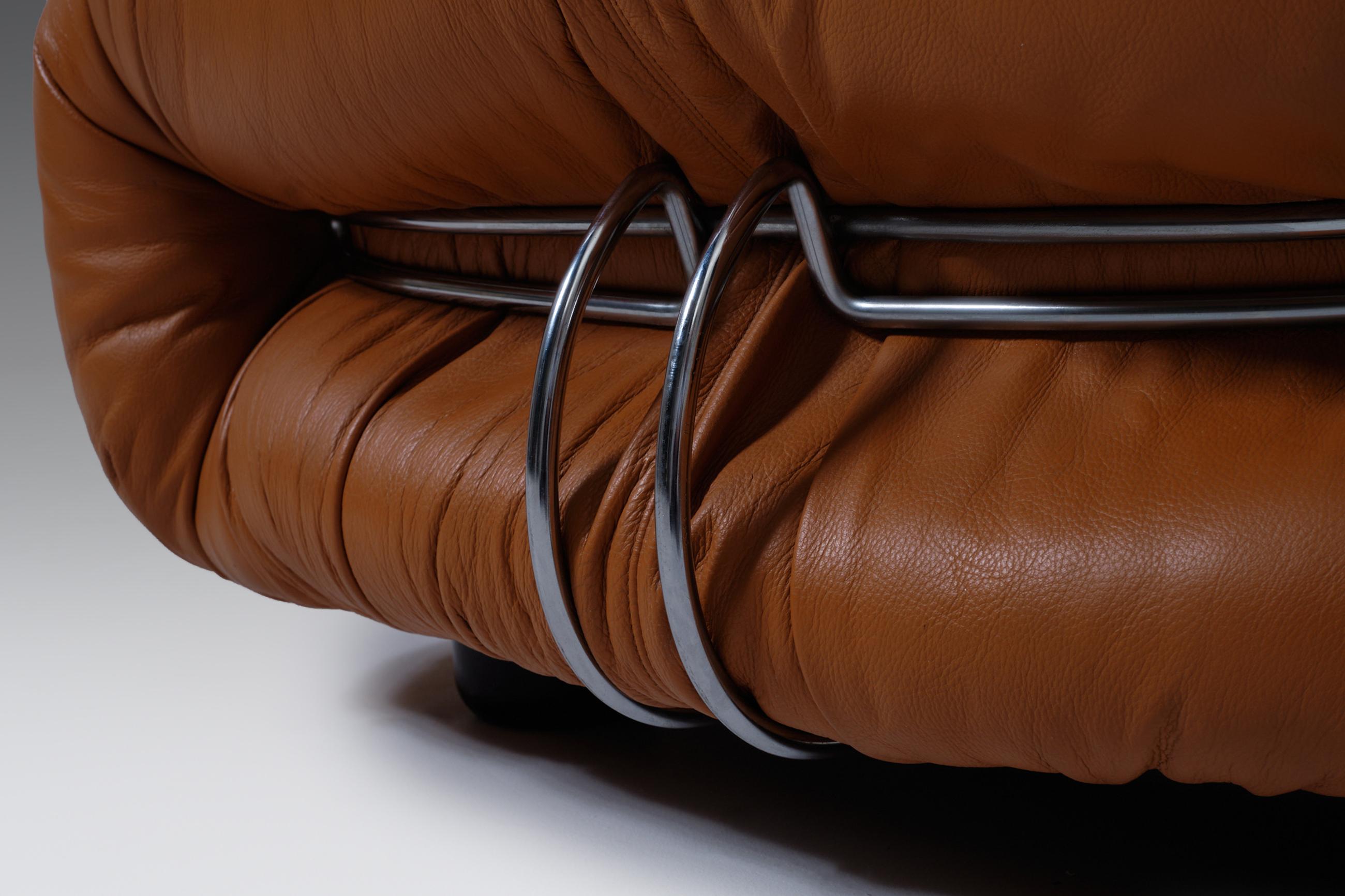 Soriana Lounge Chairs in Cognac Leather by Afra & Tobia Scarpa, Italy, 1969 3
