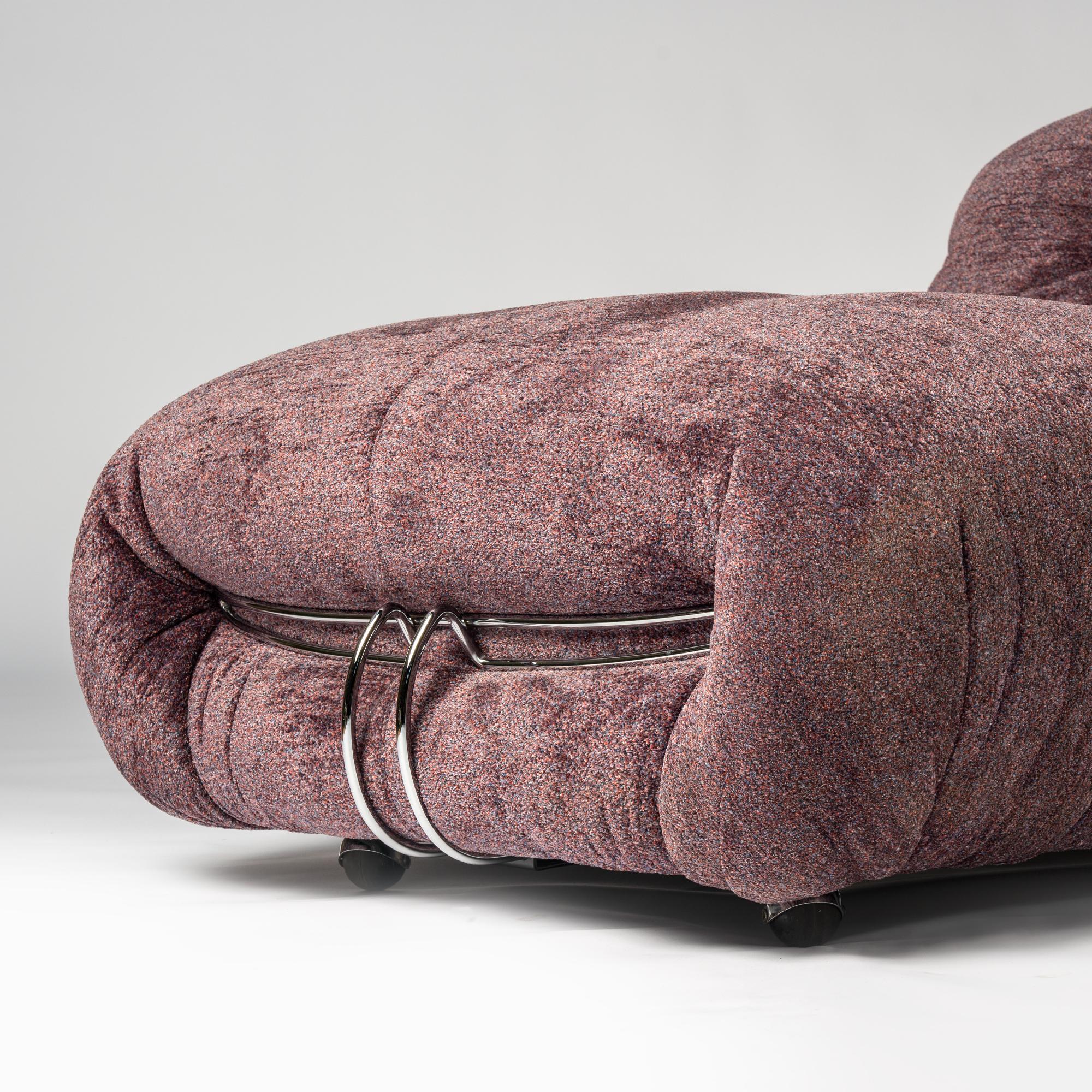 Tessuto Soriana Lounge Chairs + Ottoman di Afra & Tobia Scarpa per Cassina, Italia, 1969 in vendita