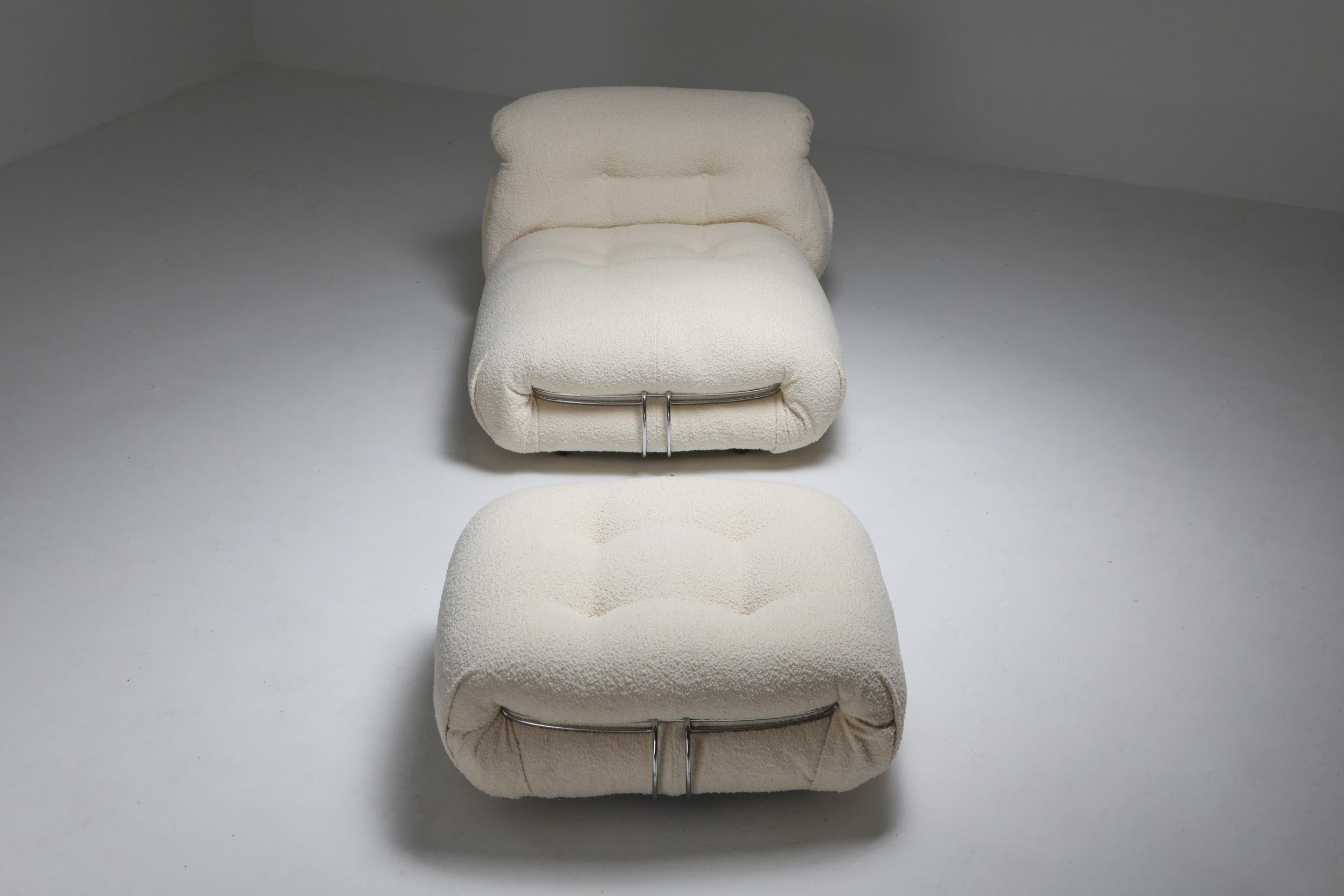 Soriana Lounge Chair & Ottoman in Bouclé by Afra & Tobia Scarpa, 1969 7