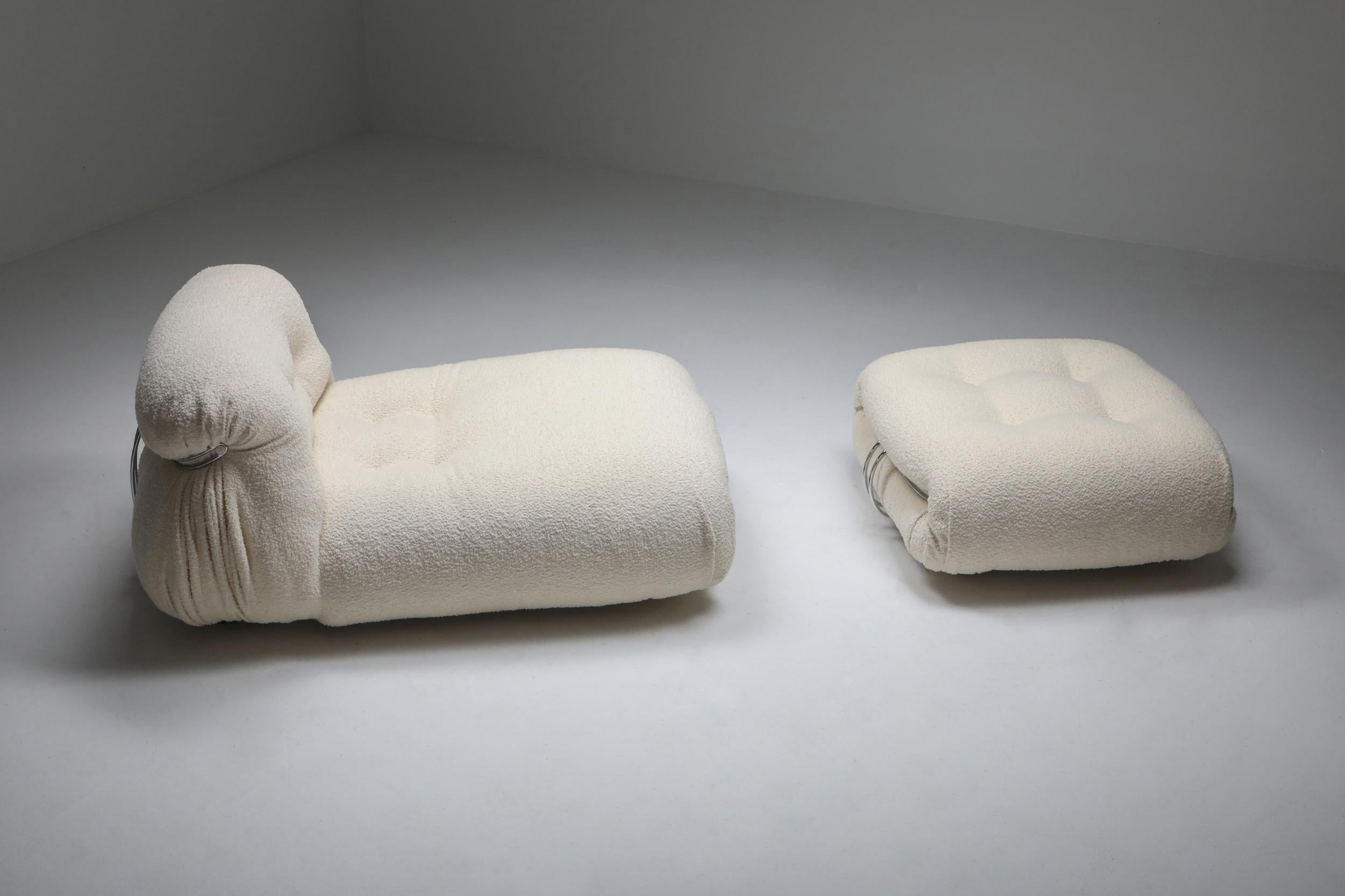 Soriana Lounge Chair & Ottoman in Bouclé by Afra & Tobia Scarpa, 1969 8