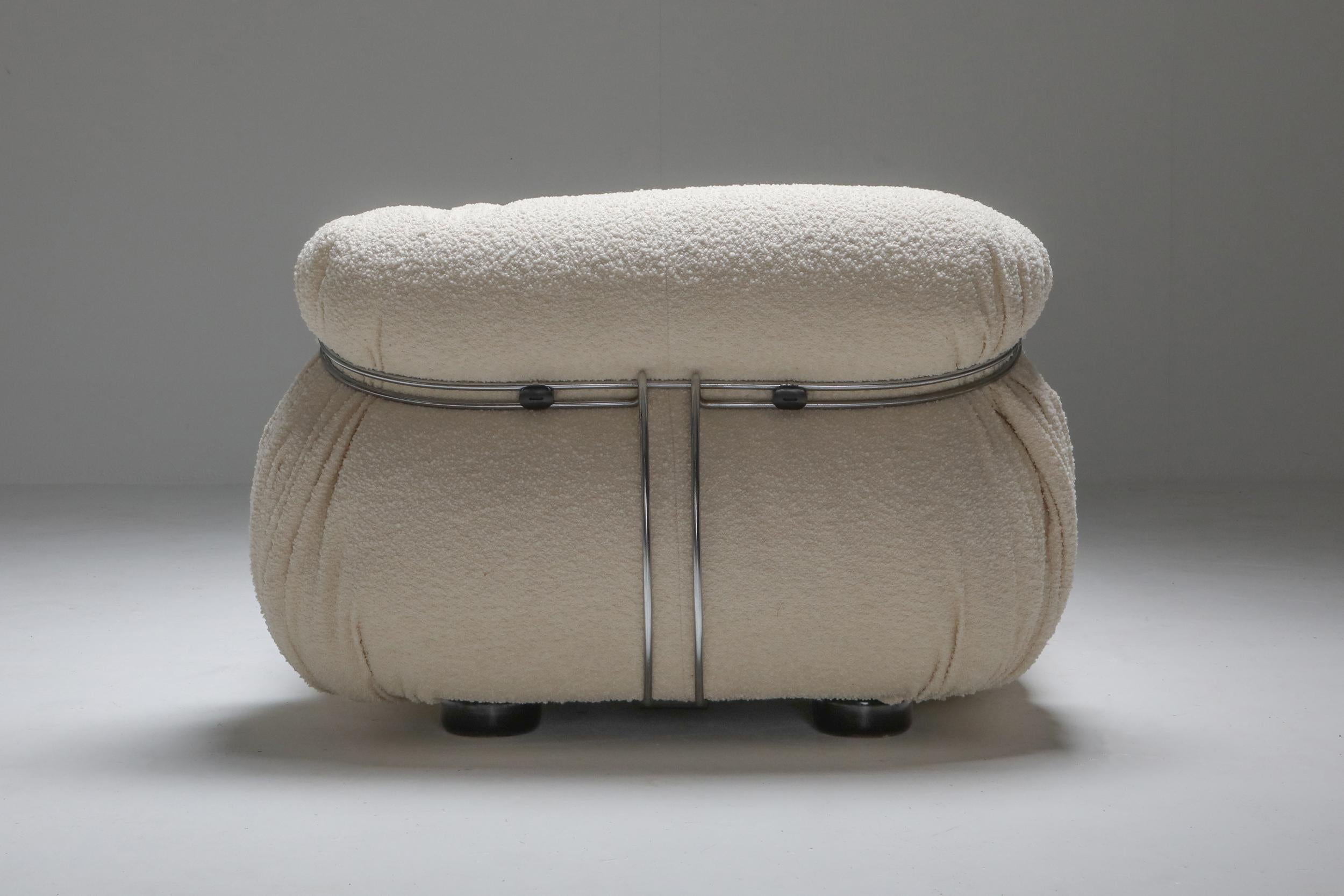 Mid-20th Century Soriana Lounge Chair & Ottoman in Bouclé by Afra & Tobia Scarpa, 1969