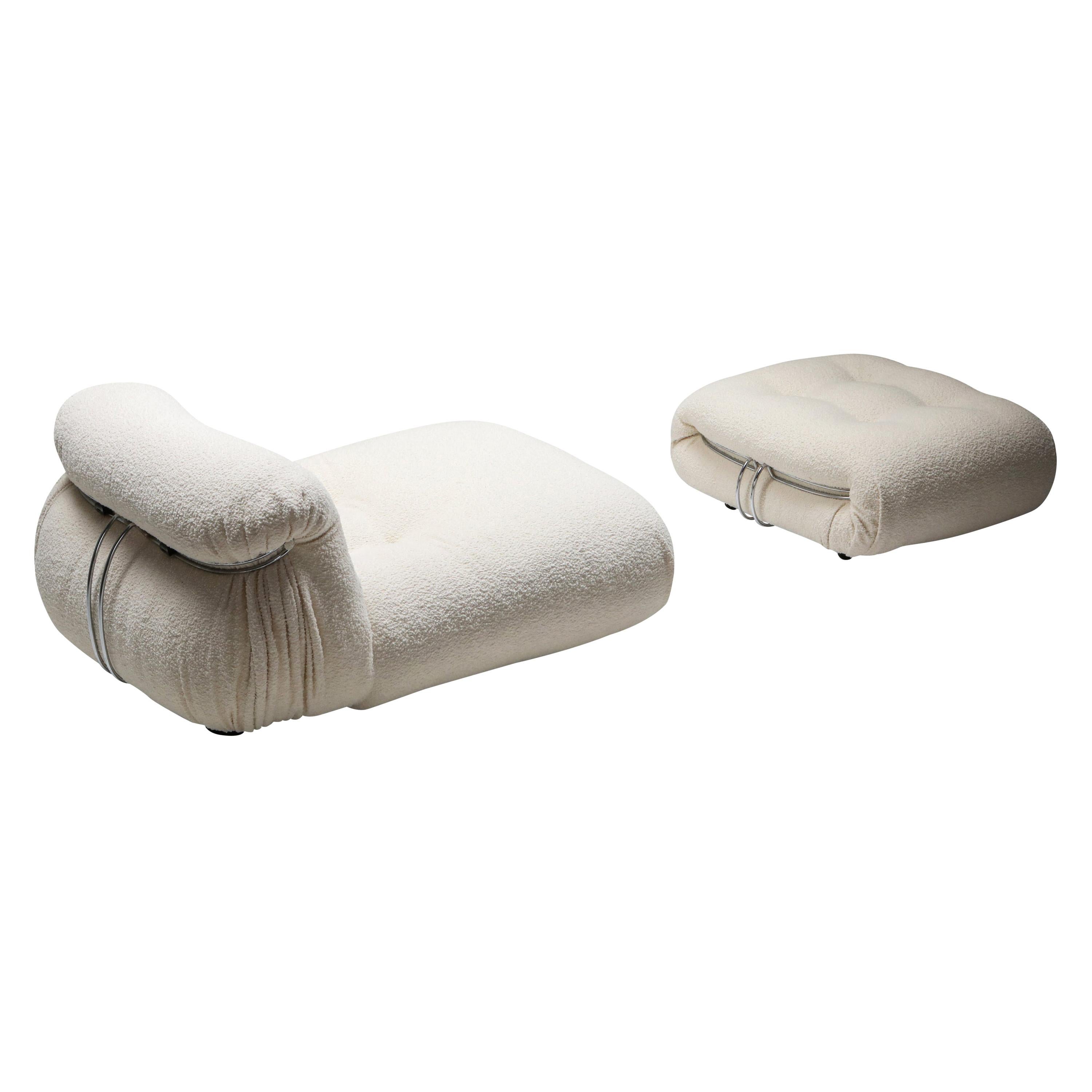 Soriana Lounge Chair & Ottoman in Bouclé by Afra & Tobia Scarpa, 1969