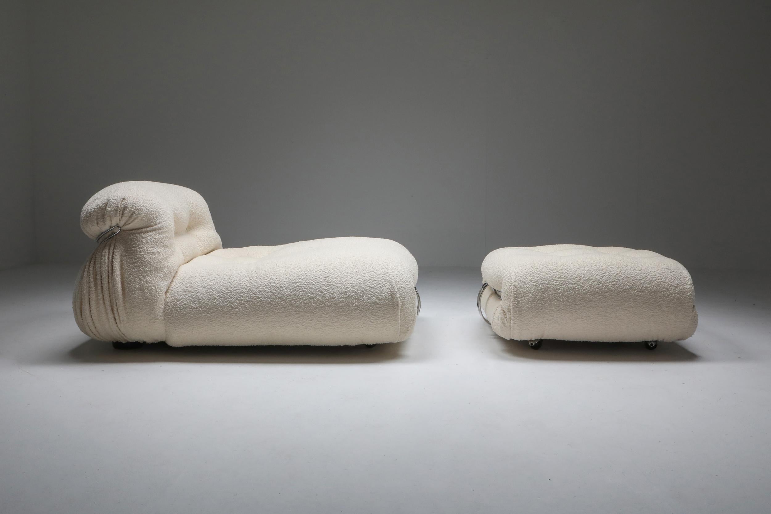 Mid-20th Century Soriana Ottoman in Bouclé by Afra & Tobia Scarpa, 1969