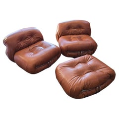 'Soriana' Set by Afra and Tobia Scarpa for Cassina 1969 in New Italian Leather