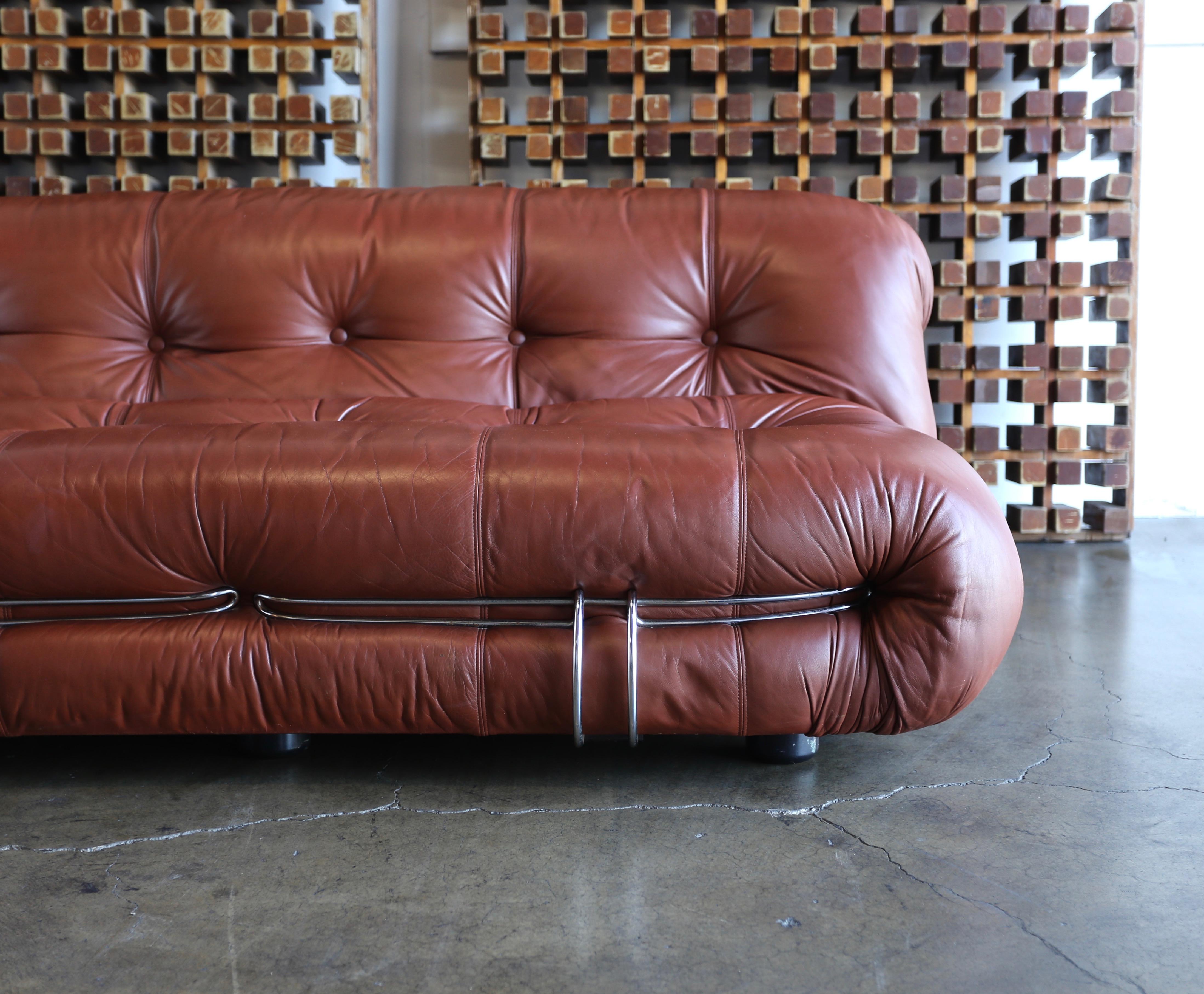 Leather Soriana Settee by Afra & Tobia Scarpa for Cassina