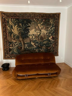 Divano Soriana di Afra & Tobia Scarpa per Cassina, Velluto cognac, Italia, anni '70