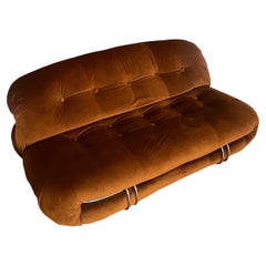 Divano Soriana di Afra & Tobia Scarpa per Cassina, Velluto cognac, Italia, anni '70