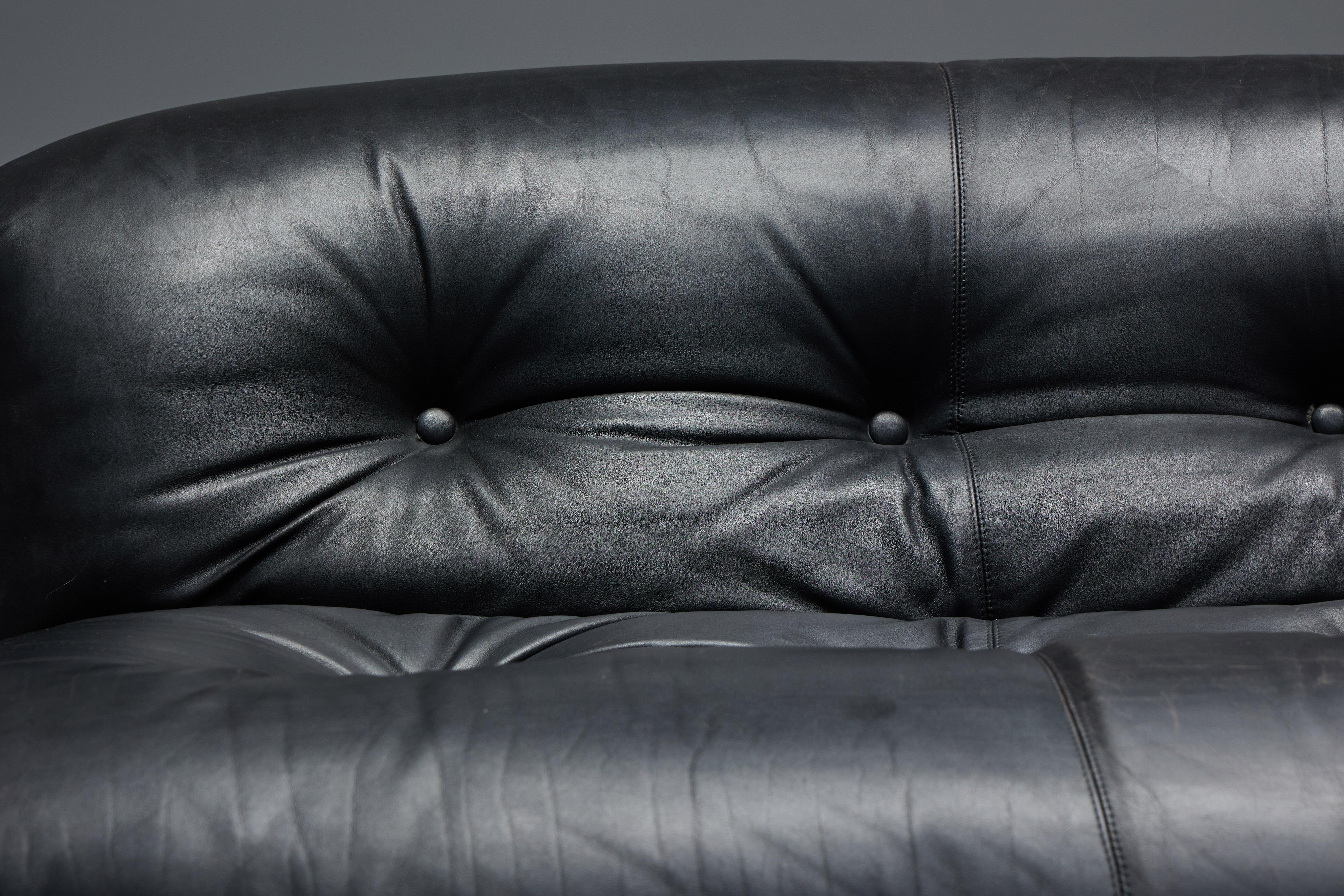 Cuir Canapé Soriana d'Afra & Tobia Scarpa pour Cassina, Italie, 1970 en vente