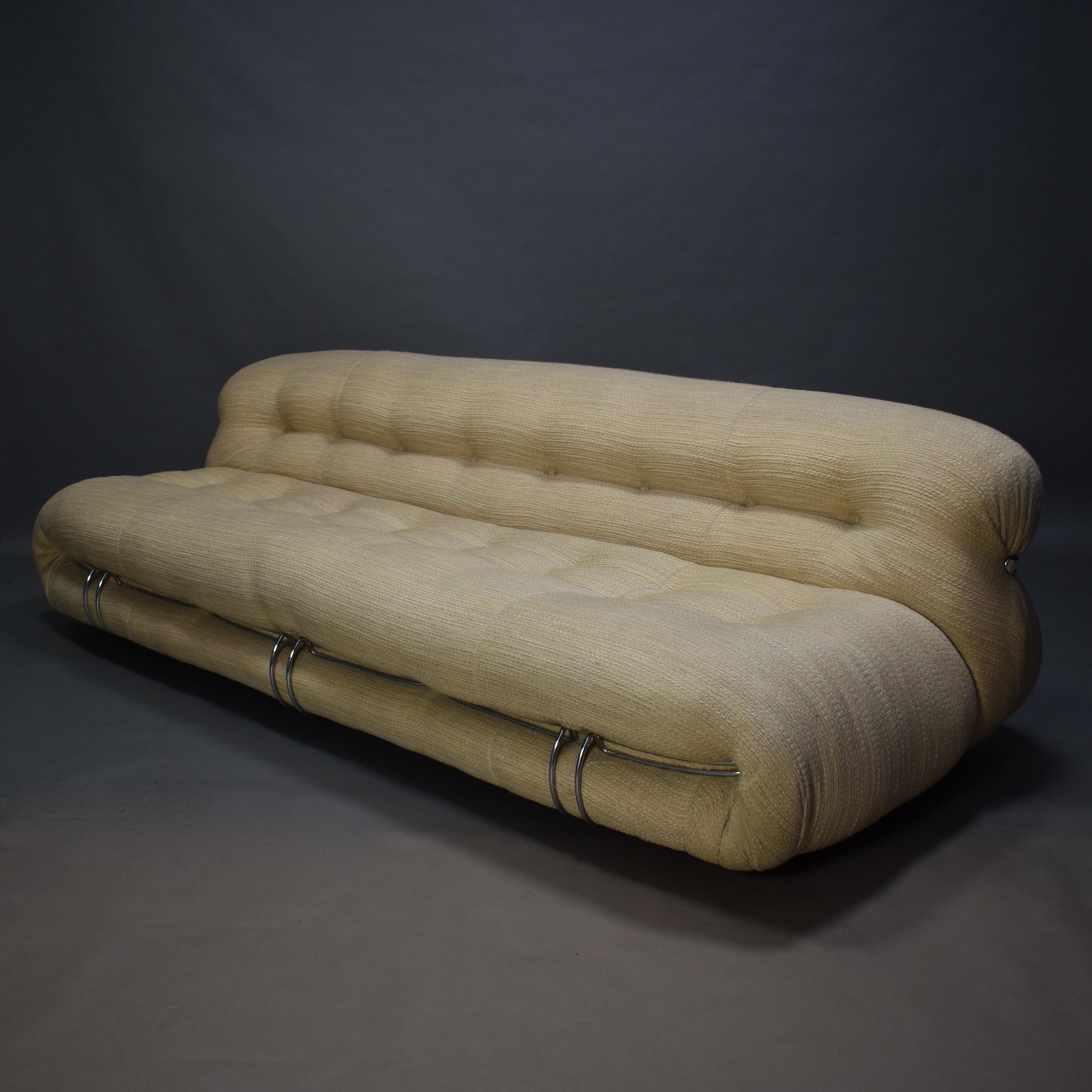 Large Soriana sofa by Afra and Tobia Scarpa for Cassina, Italy, circa 1970.
The sofa still has the original fabric.

Designer: Afra & Tobia Scarpa

Manufacturer: Cassina

Country: Italy

Model: Soriana sofa

Design period: circa