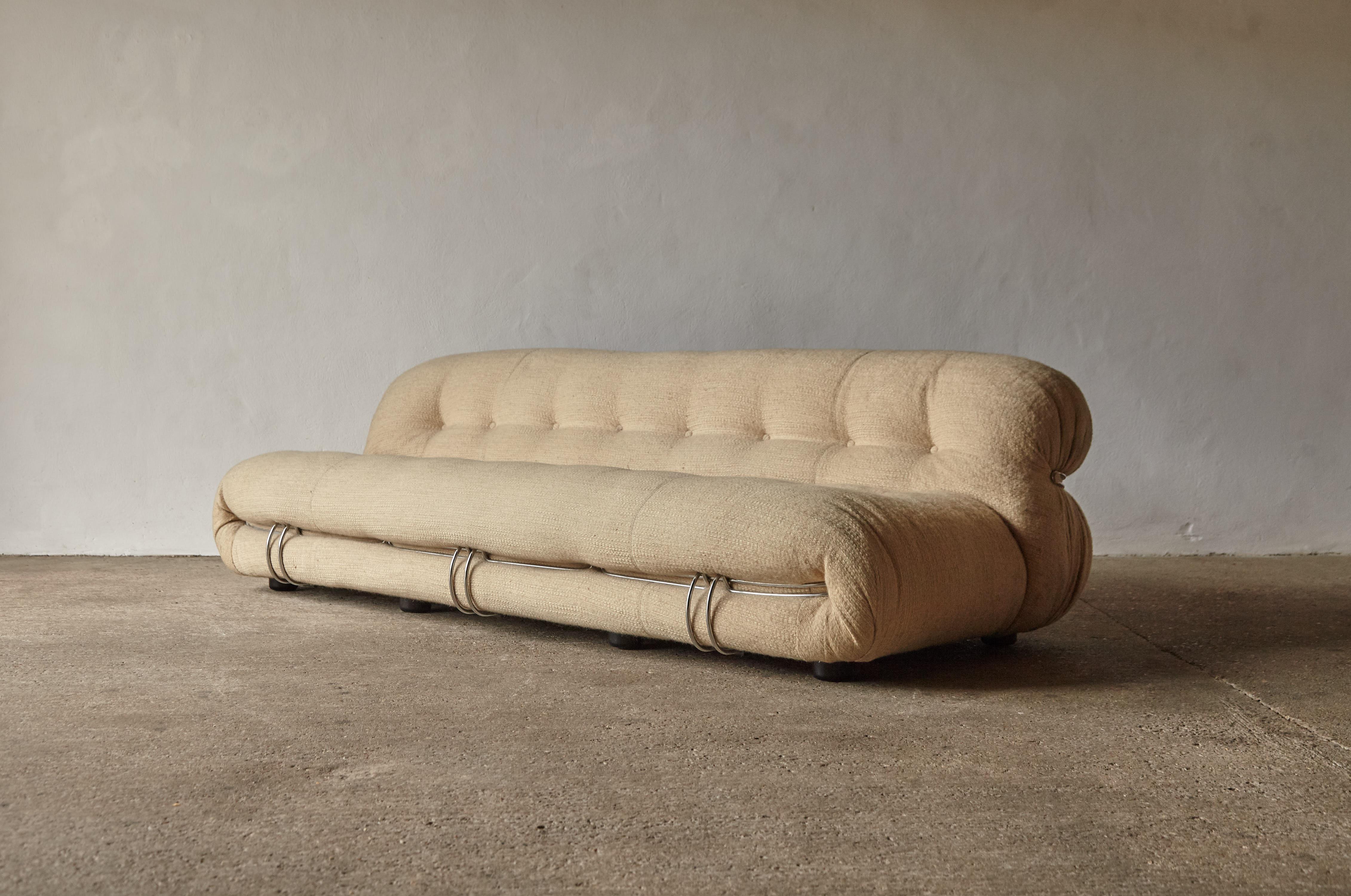 Mid-Century Modern Soriana Sofa by Afra & Tobia Scarpa for Cassina, Original Fabric, Italy, 1970s