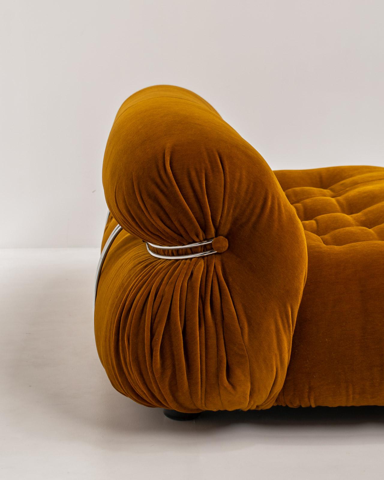 Late 20th Century 'Soriana' Sofa by Afra & Tobia Scarpa in Ochre Mohair Velvet Fabric, 1970s