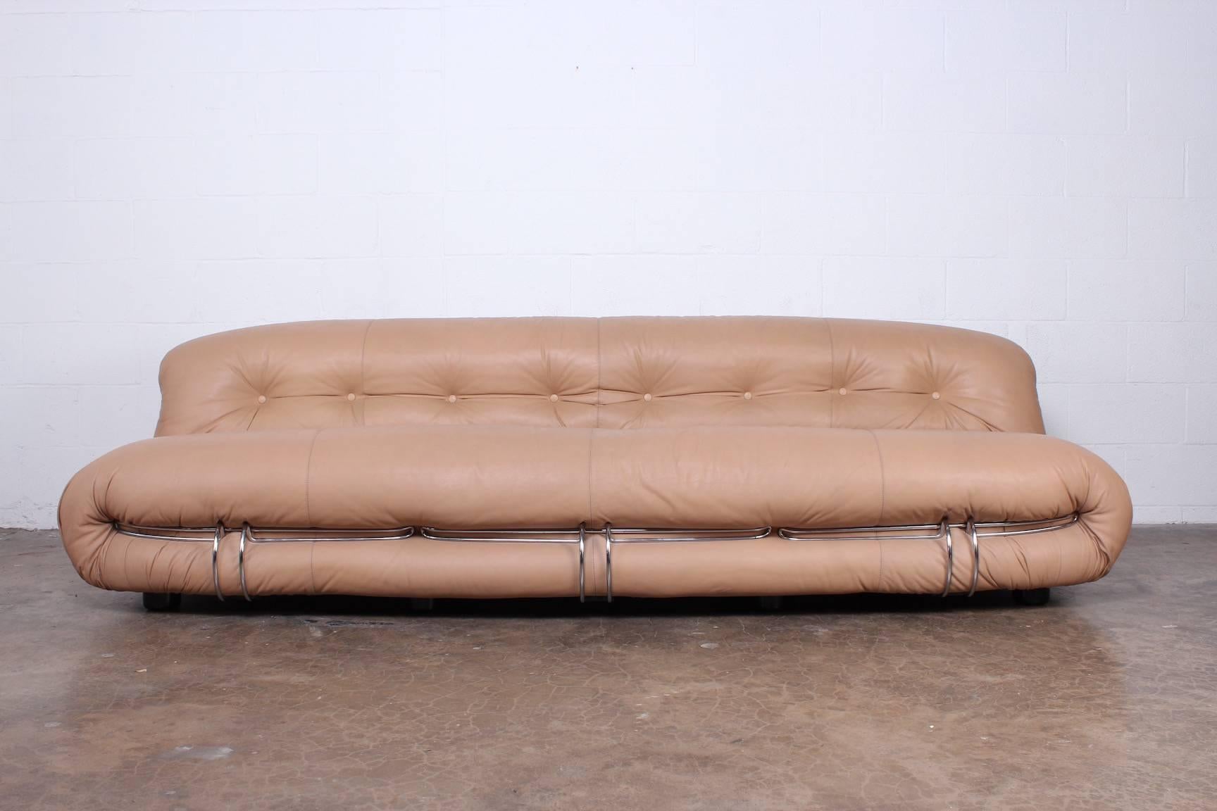 A Soriana sofa designed by Tobia and Afra Scarpa for Cassina in original leather.