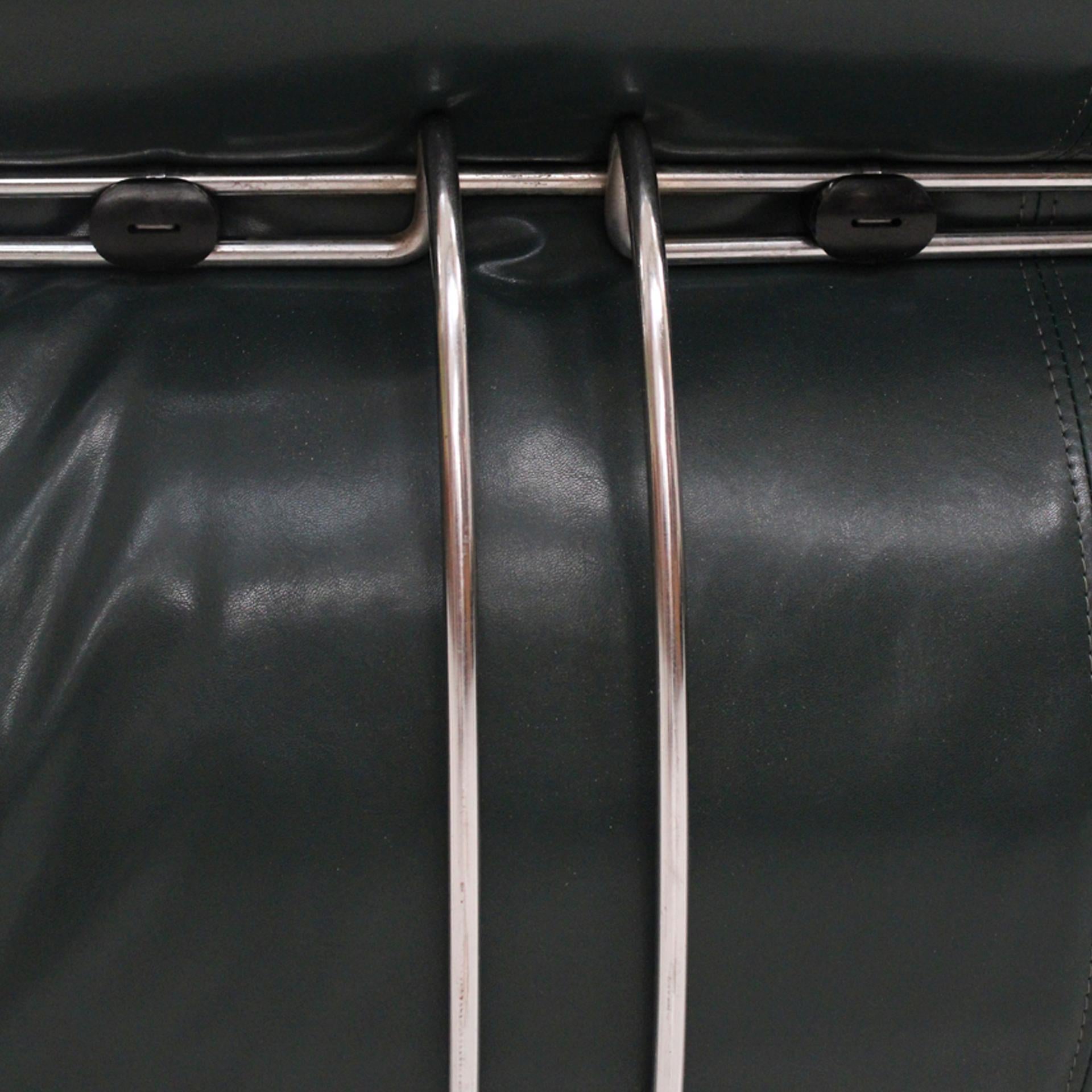 Sofá Soriana de Tobia Scarpa para Cassina, Italia Años 60, Piel verde y acero en venta 2