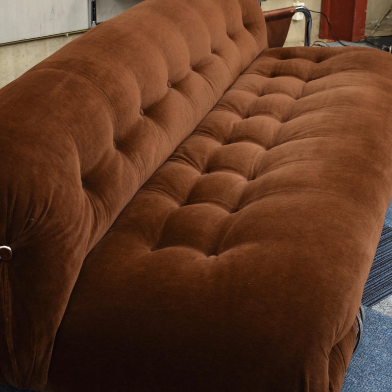 Soriana Sofa in brown Mohair Velvet by Afra and Tobia Scarpa for