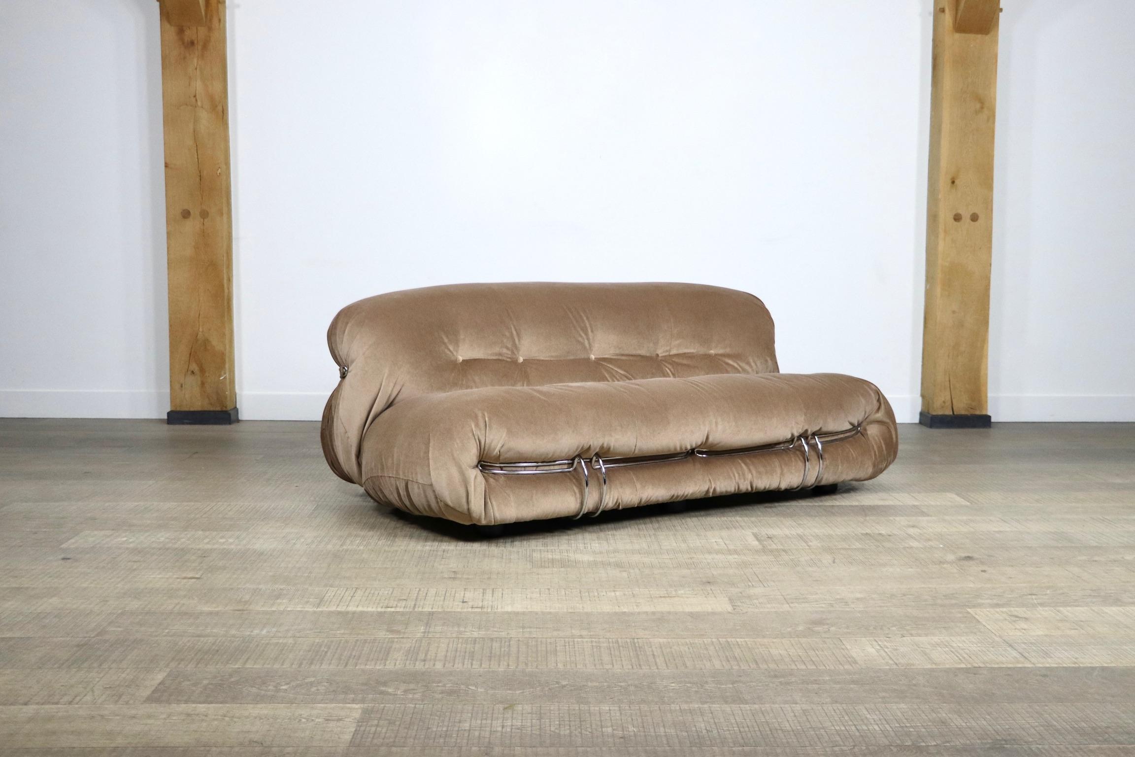 Soriana Sofa in Champagne Mohair by Afra and Tobia Scarpa for Cassina, 1970s 5