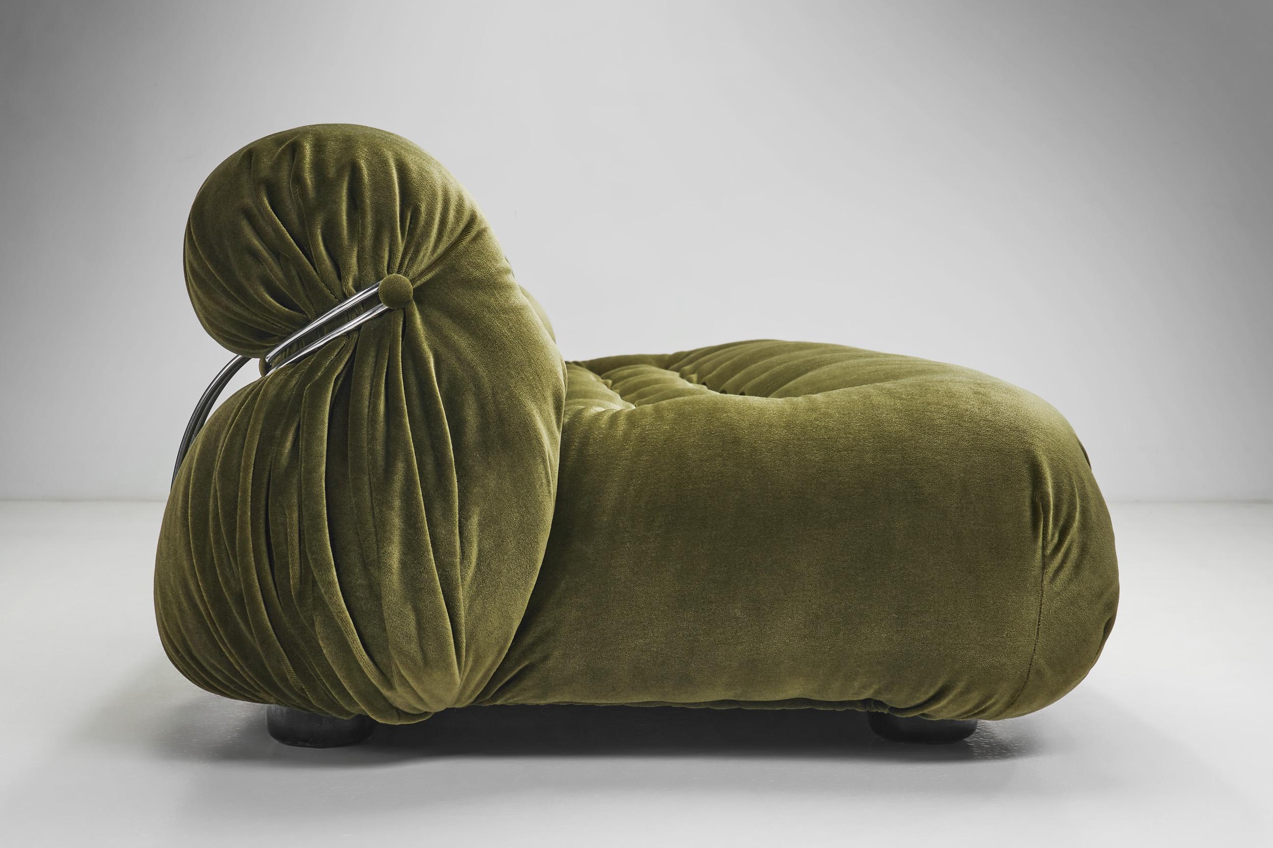 Sofa „Soriana“ aus grünem Samt von Afra und Tobia Scarpa für Cassina, Italien 1969 im Angebot 4