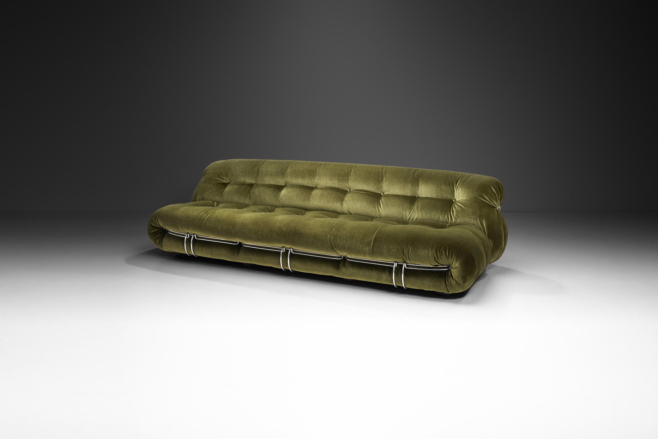 The iconic “Soriana” three-seater sofa was designed by the Italian designer duo, Afra and Tobia Scarpa in 1969. Besides its innovative manufacturing, visually, Soriana brings sophisticated and leisurely comfort to any home.

This post-modern sofa