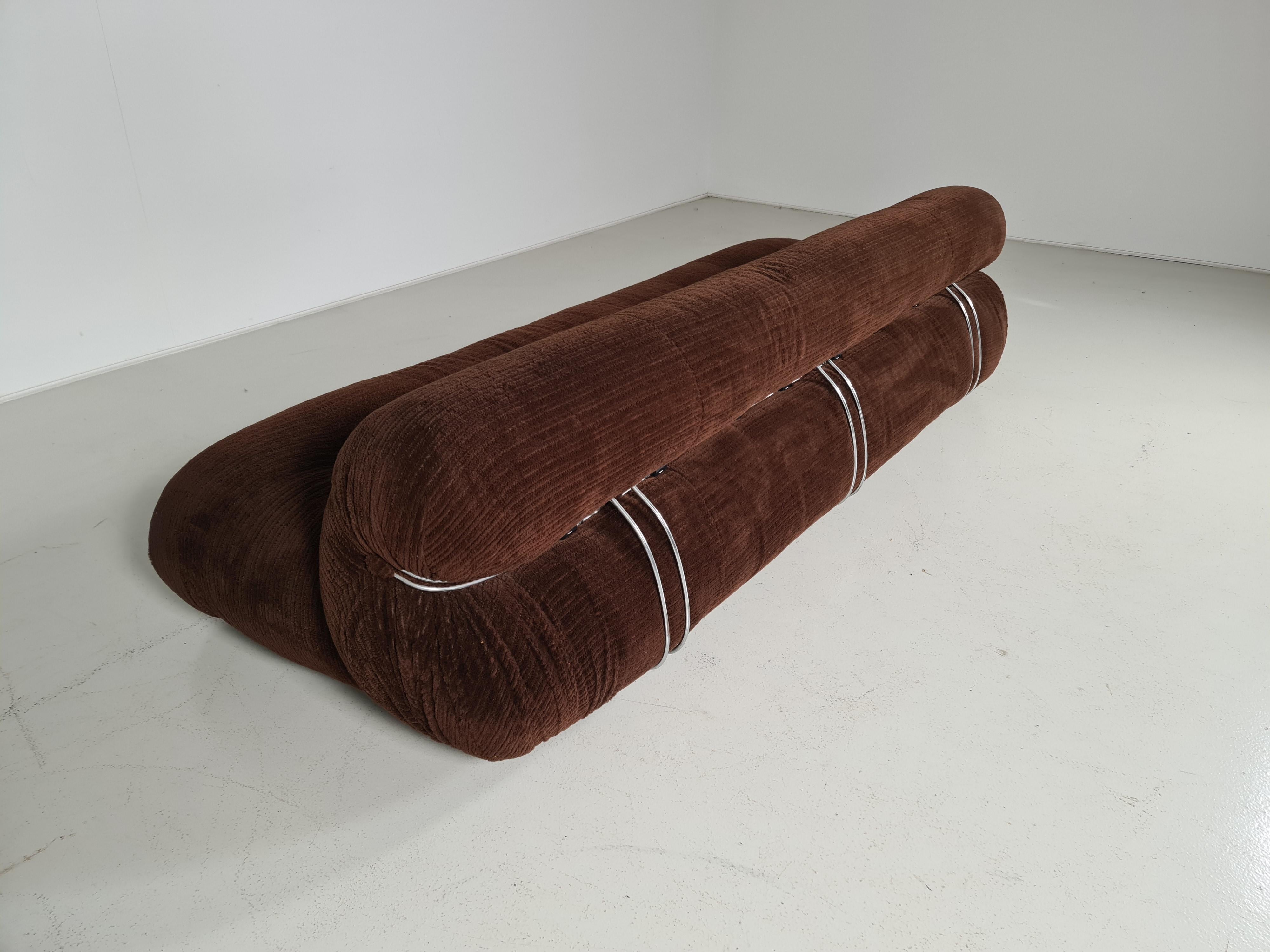 Fabric Soriana Three-Seat Sofa by Afra & Tobia Scarpa for Cassina, Italy, 1970s