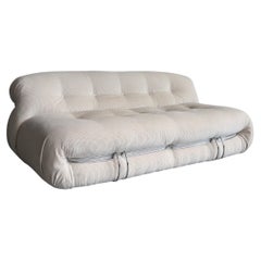 Soriana Two-Seat Sofa by Afra & Tobia Scarpa for Cassina, Cream Corduroy
