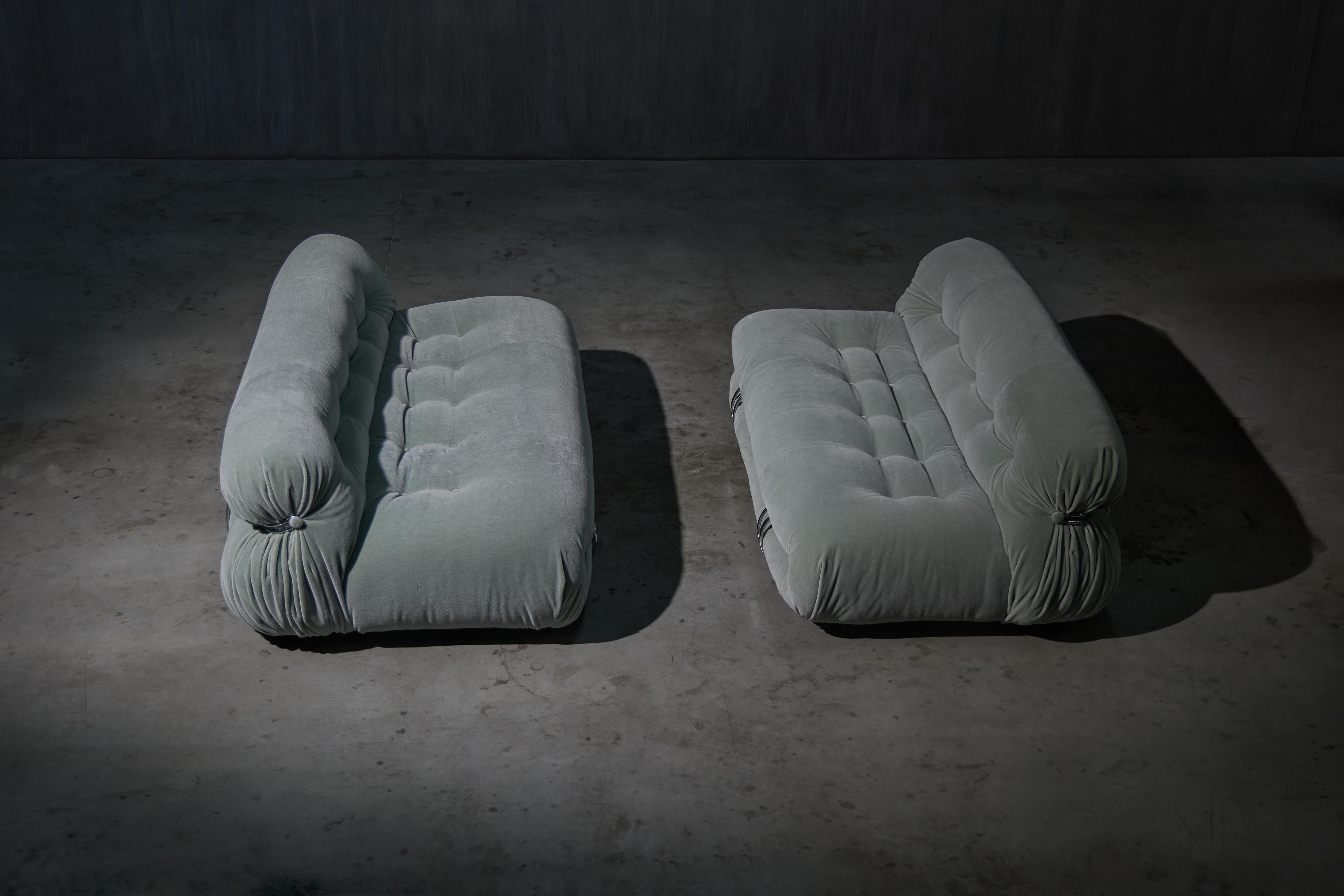 Sofá de dos plazas Soriana by Afra & Tobia Scarpa for Cassina, Italia, 1970s Moderno de mediados de siglo en venta
