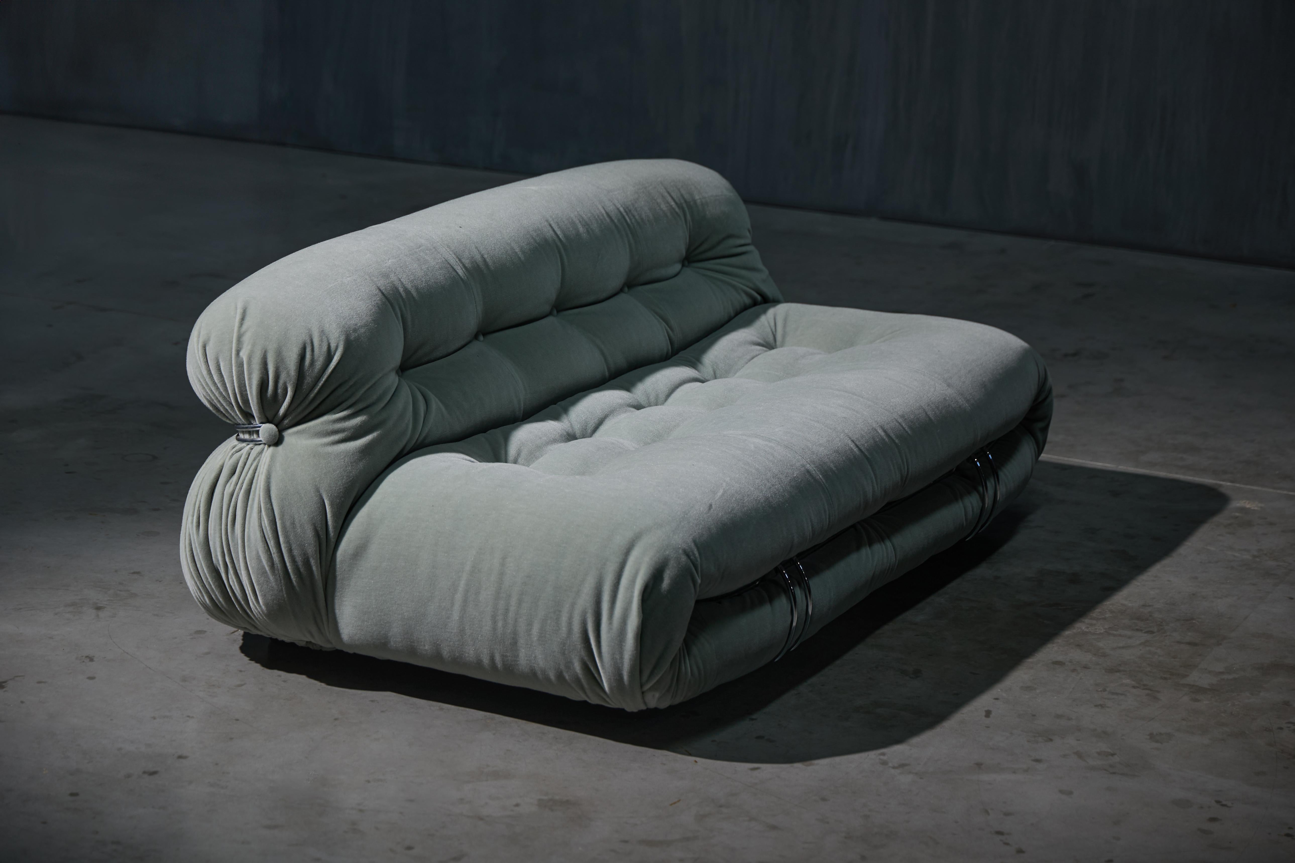 Sofá de dos plazas Soriana by Afra & Tobia Scarpa for Cassina, Italia, 1970s en Excelente estado para la venta en Antwerp, BE