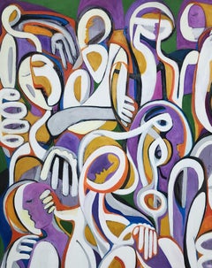 "Find Your Own Path", Expressionniste abstrait, Figuratif, Pourpre, Peinture à l'huile