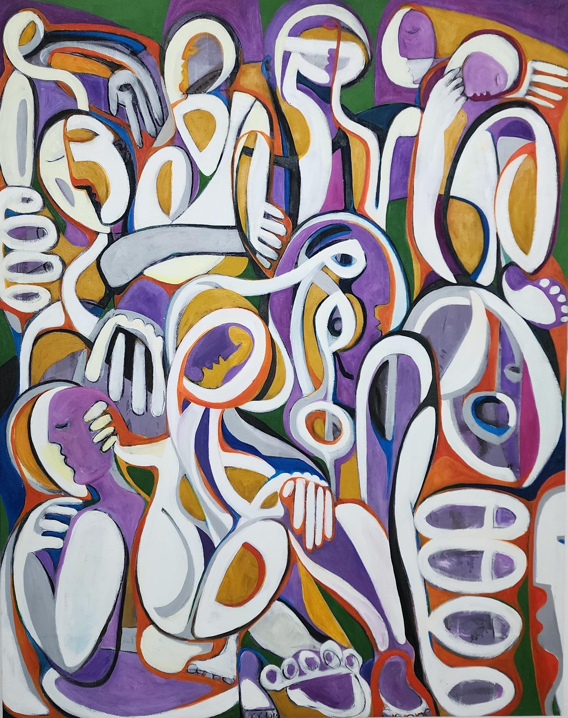 "Find Your Own Path", Abstract Expressionist, Figurative, Purple, Oil Painting