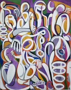 "Find Your Own Path", Expressionniste abstrait, Figuratif, Pourpre, Peinture à l'huile