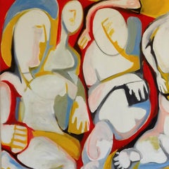 "The Last Waltz", Expressionniste abstrait, Figures, Blanc, Jaune, Peinture à l'huile