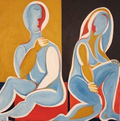 "Where Are We Going, From Here?", Abstrakter Expressionist, Figuren, Ölgemälde