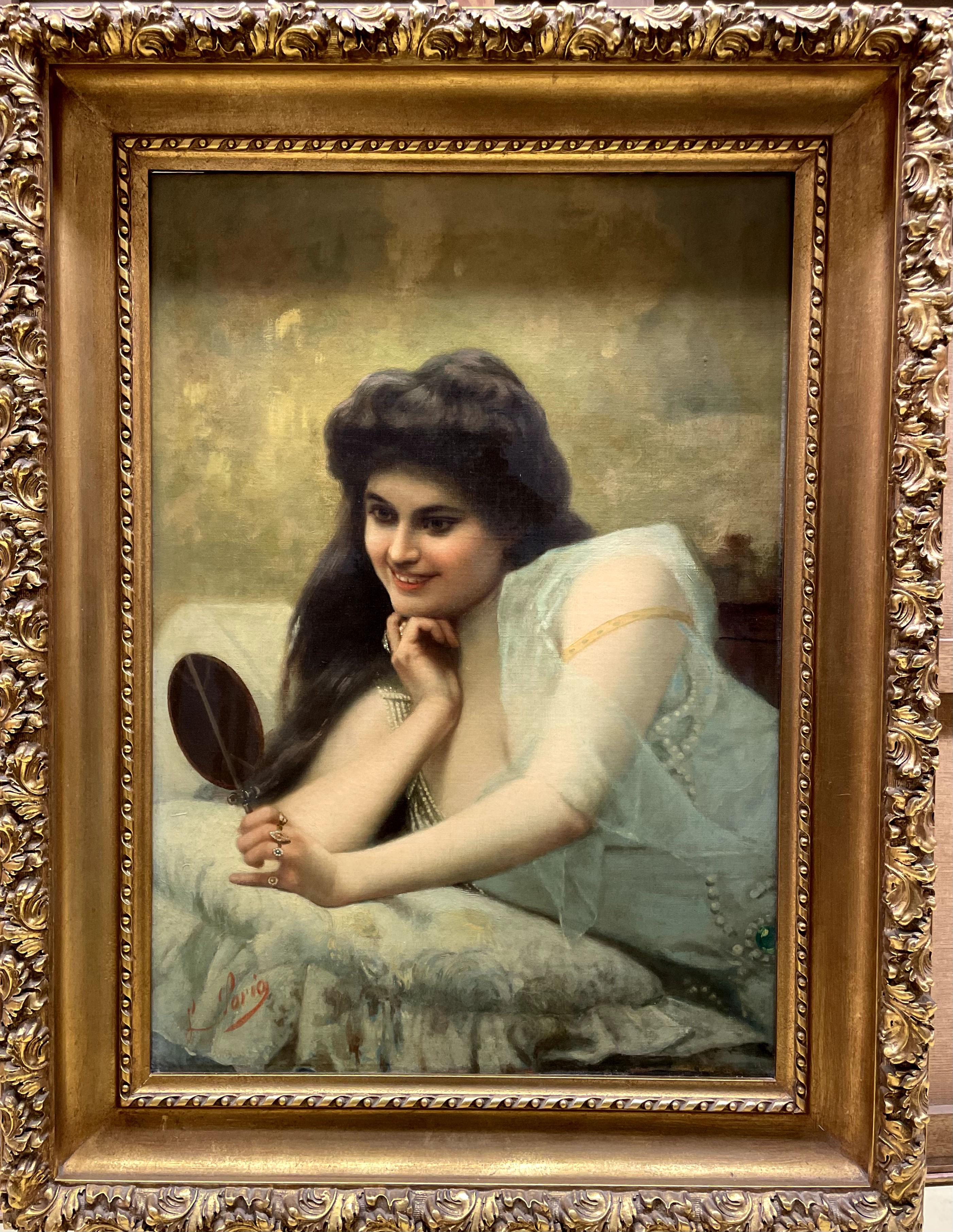 Sorio Luigi Portrait Painting - "Lady in the mirror"