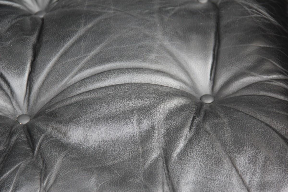 Sormani Carlo De Carli Paire de fauteuils en cuir noir Design/One, 1960s en vente 3