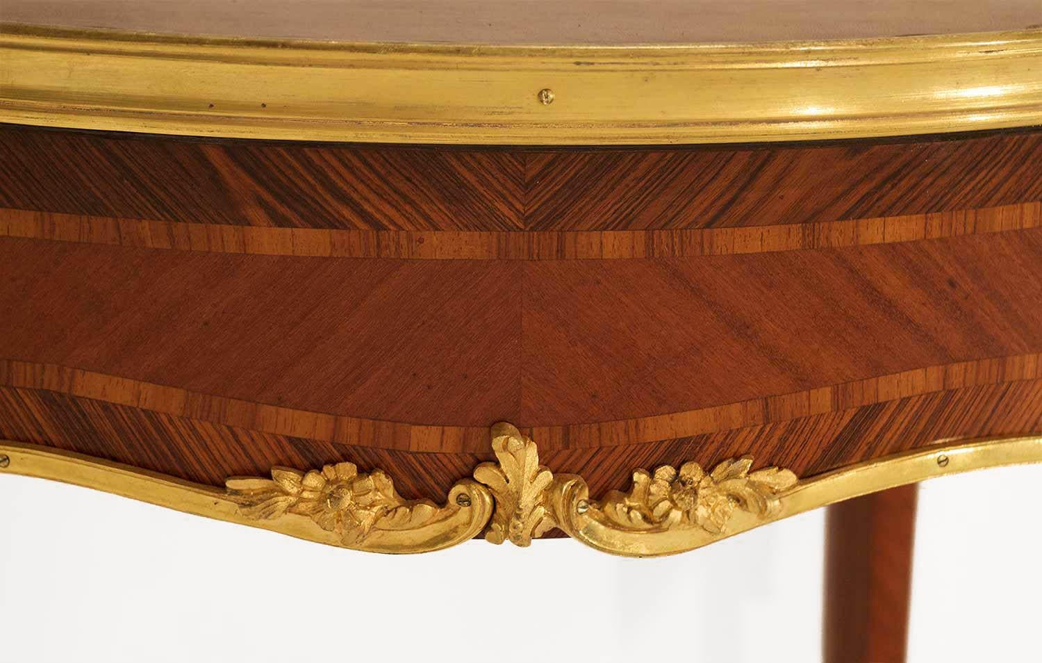 Leather Sormani, Louis XV Style Pedestal Table, Late 19th Century