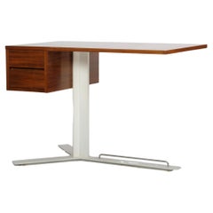 Bureau minimaliste Sormani, bois de cerisier et métal, Design Vintage, 1950