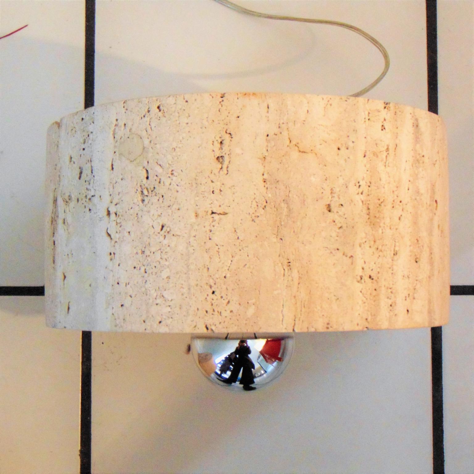 Sormani Nucleo Set of 2 Table Lamps in Travertine by G. Cesari, 1970s, Italy For Sale 8