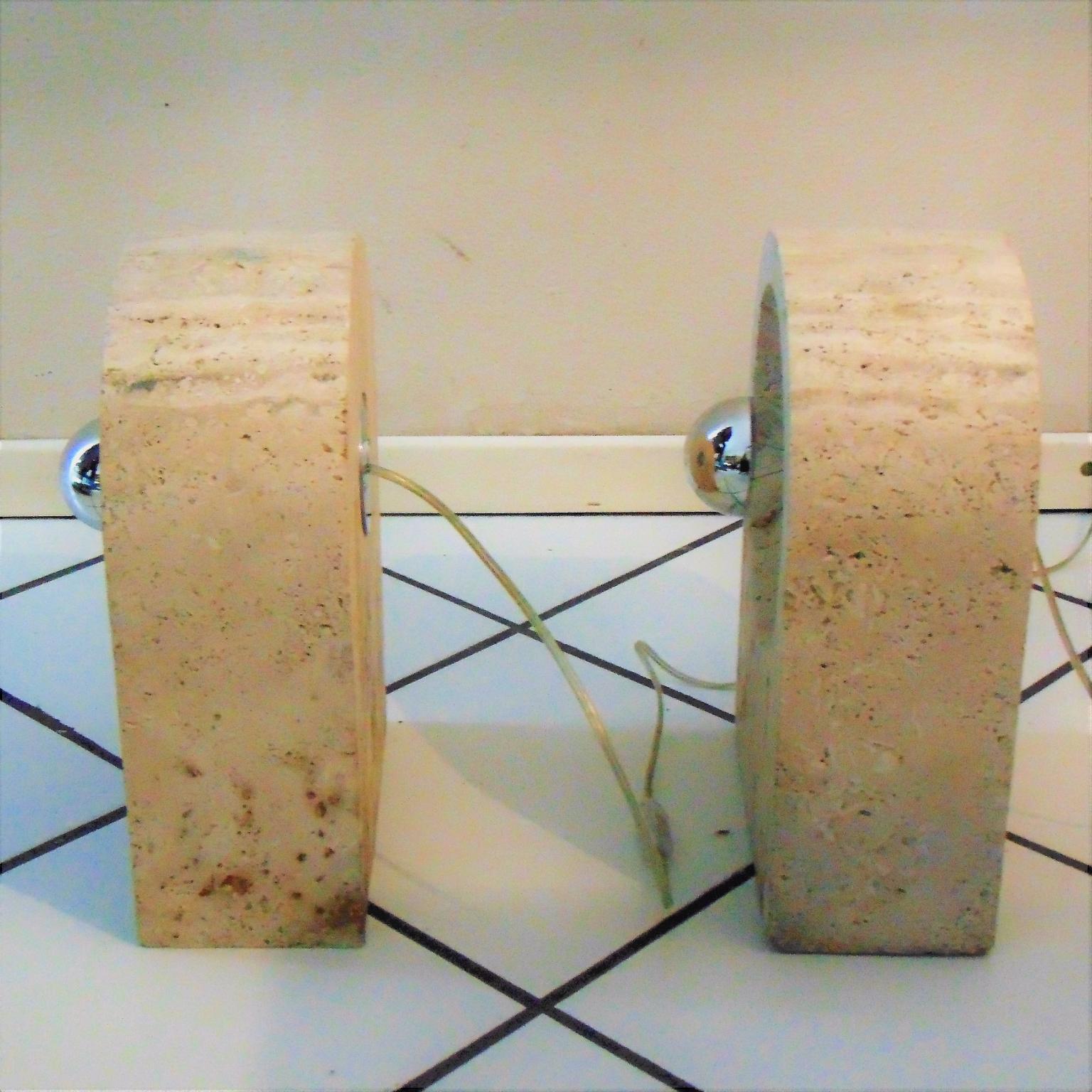 Sormani Nucleo Set of 2 Table Lamps in Travertine by G. Cesari, 1970s, Italy For Sale 2