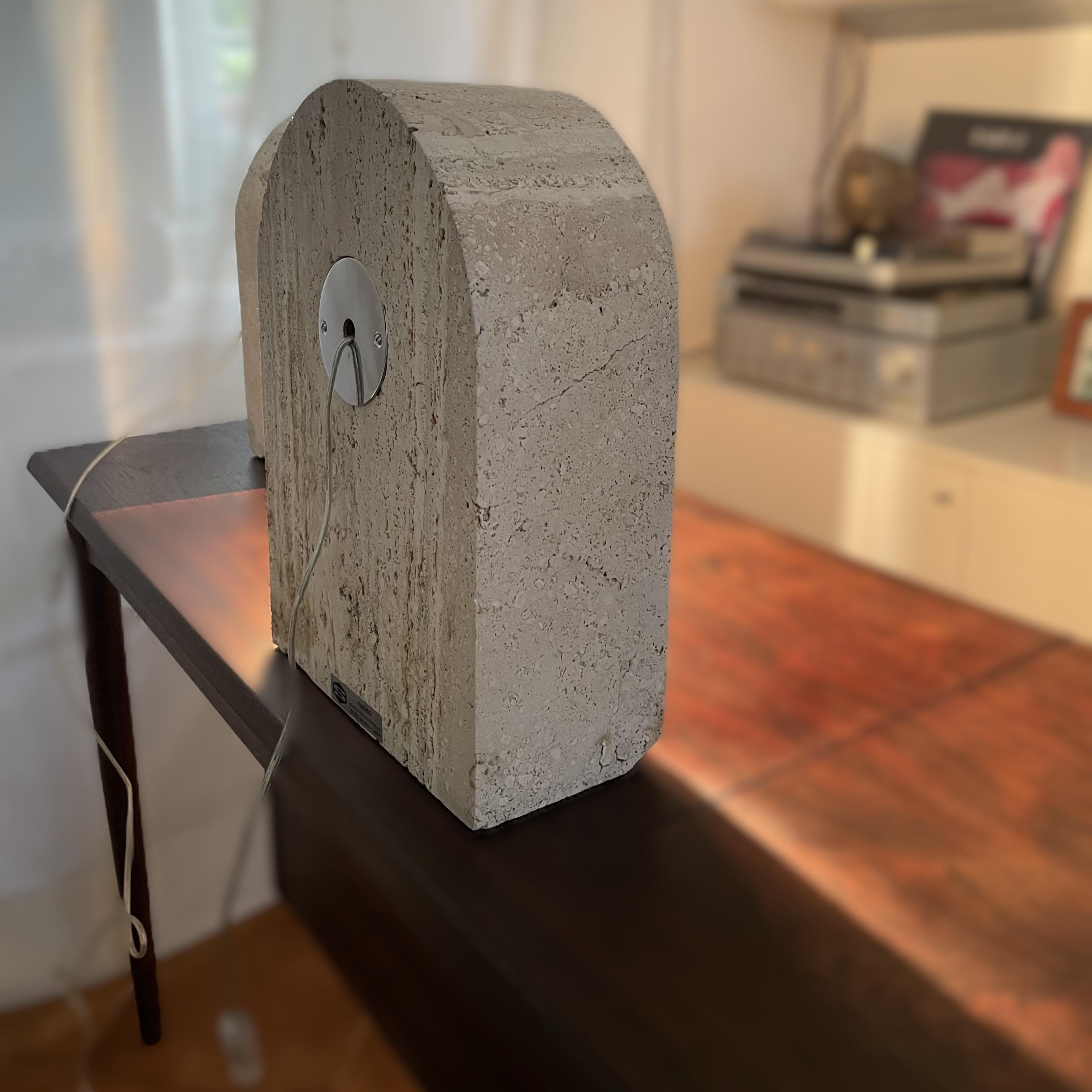 Sormani Nucleo Travertine Table Lamps by G. Cesari, 1970s, Italy – Set of 2 en venta 3