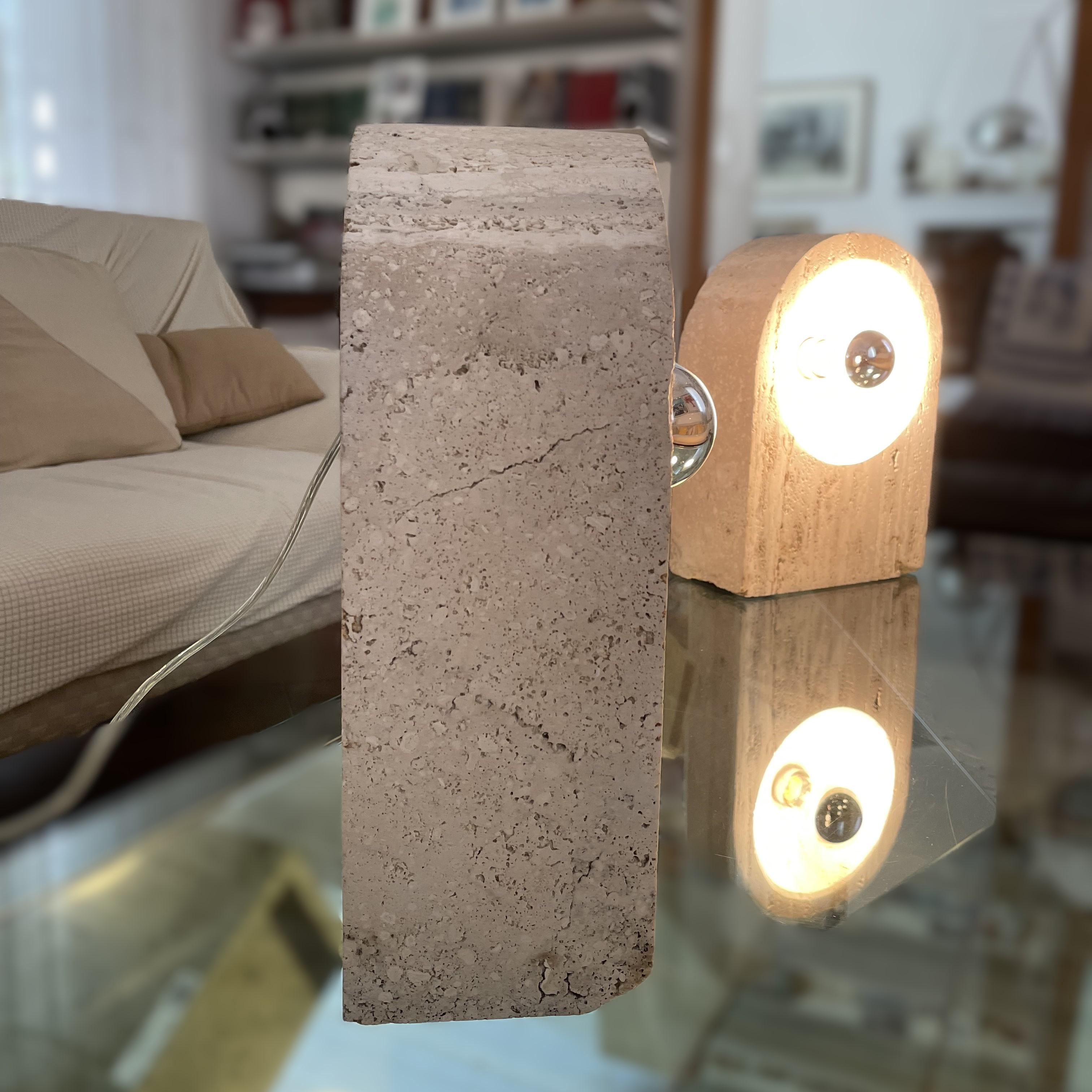 Sormani Nucleo Travertine Table Lamps by G. Cesari, 1970s, Italy – Set of 2 en venta 4
