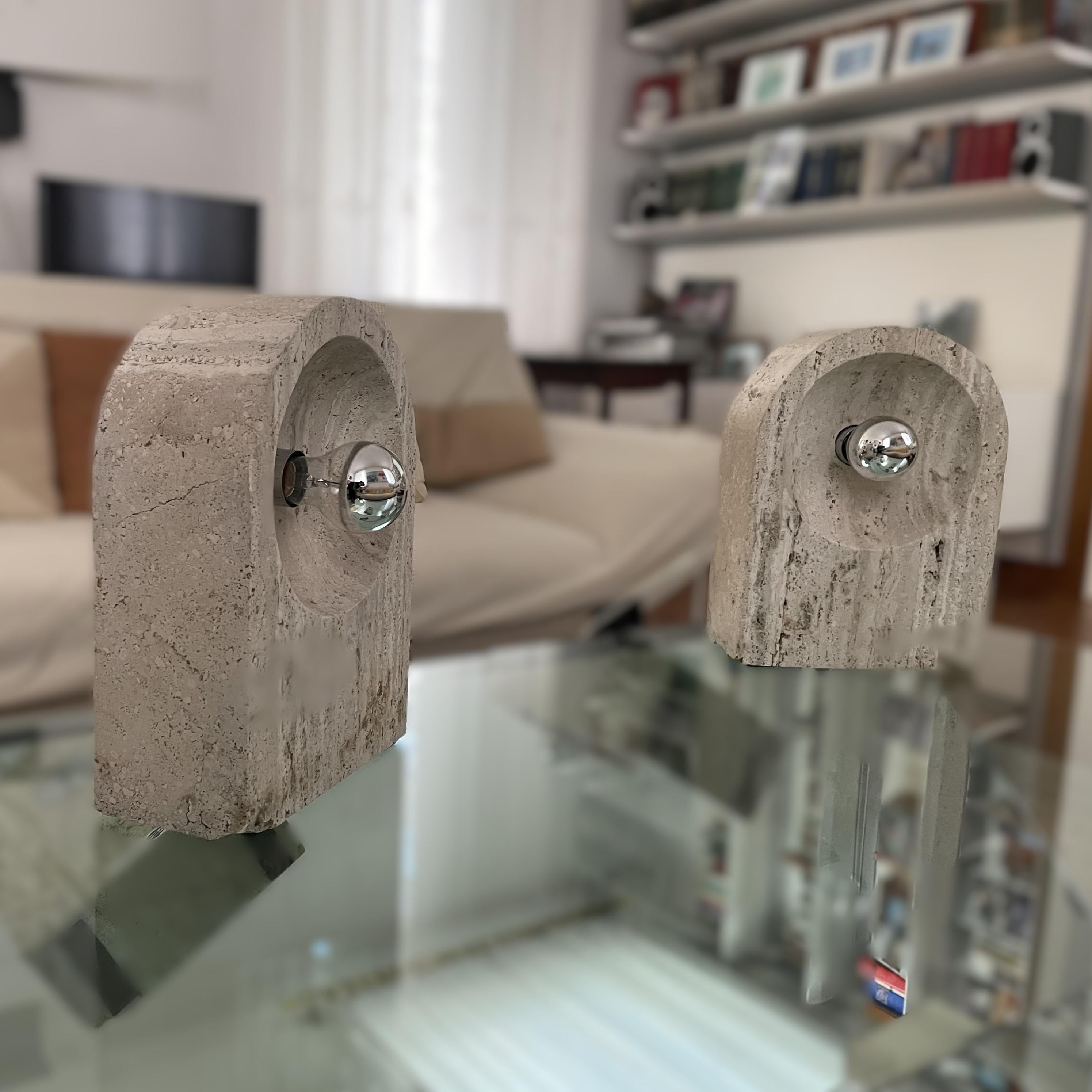 Sormani Nucleo Travertine Table Lamps by G. Cesari, 1970s, Italy – Set of 2 en venta 5