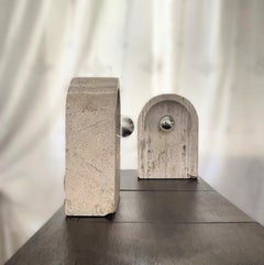 Sormani Nucleo Travertine Table Lamps by G. Cesari, 1970s, Italy – Set of 2