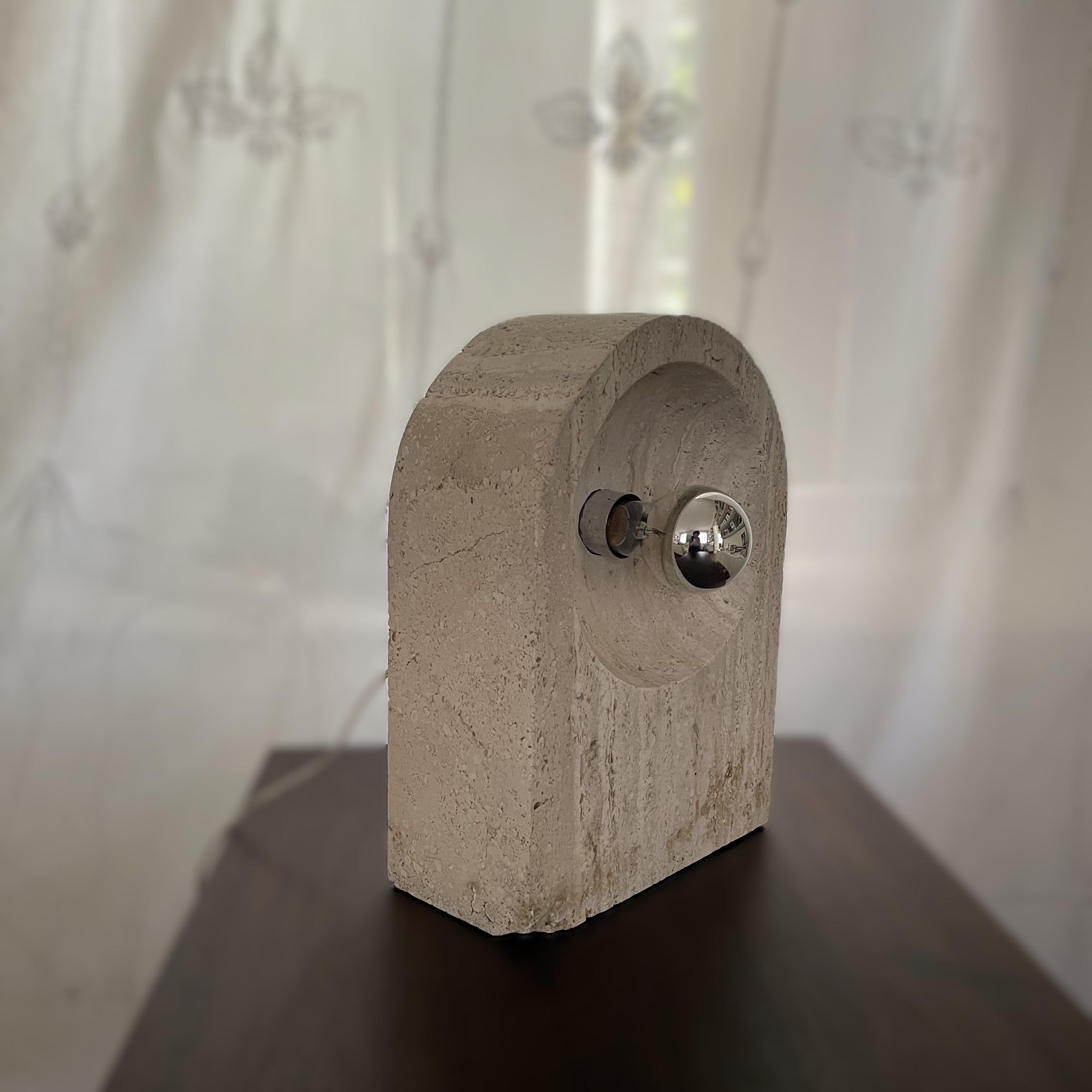 Sormani Nucleo Travertine Table Lamps by G. Cesari, 1970s, Italy – Set of 2 finales del siglo XX en venta