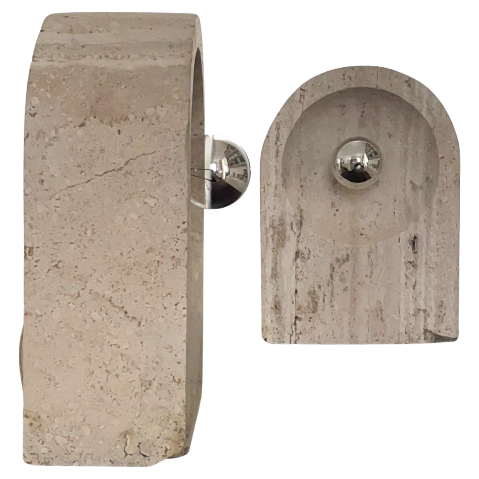 Sormani Nucleo Travertine Table Lamps by G. Cesari, 1970s, Italy – Set of 2