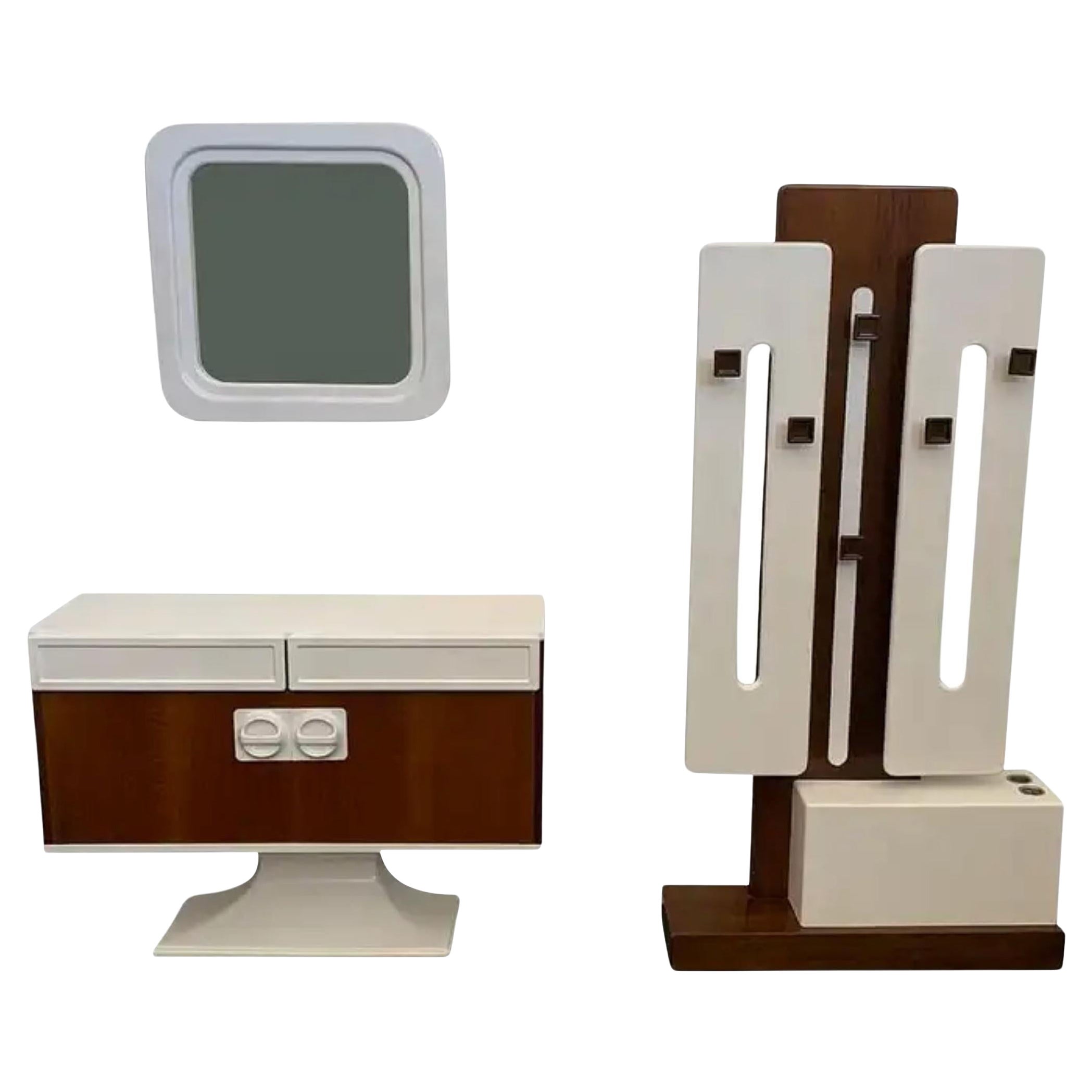 Sormani complete set ''hanging console''  mid-century 1970s mirror.