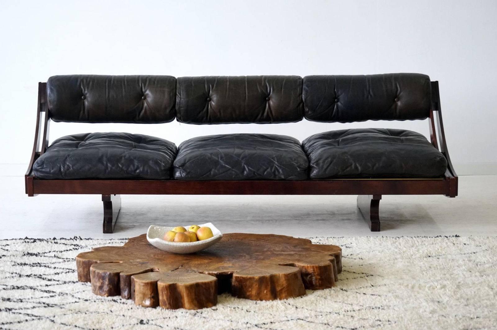 This three-seat daybed was designed by Gianni Songia for Sormani, Italy, in 1963.
Model GS-195 with black leather cushions.
The backrest can be adapted to make it a daybed.
 
