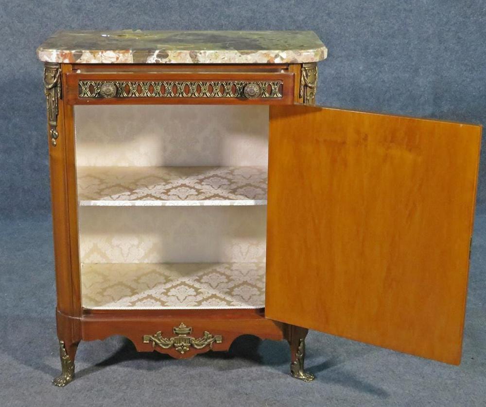 Mid-20th Century Sormani Style Inlaid Marble Top Side Cabinet with Bronze Mounts, Circa 1940