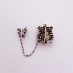 Sorority Zata Tau Alpha Opal Brooch, 14k White w Black Enamel and Genuine Opal