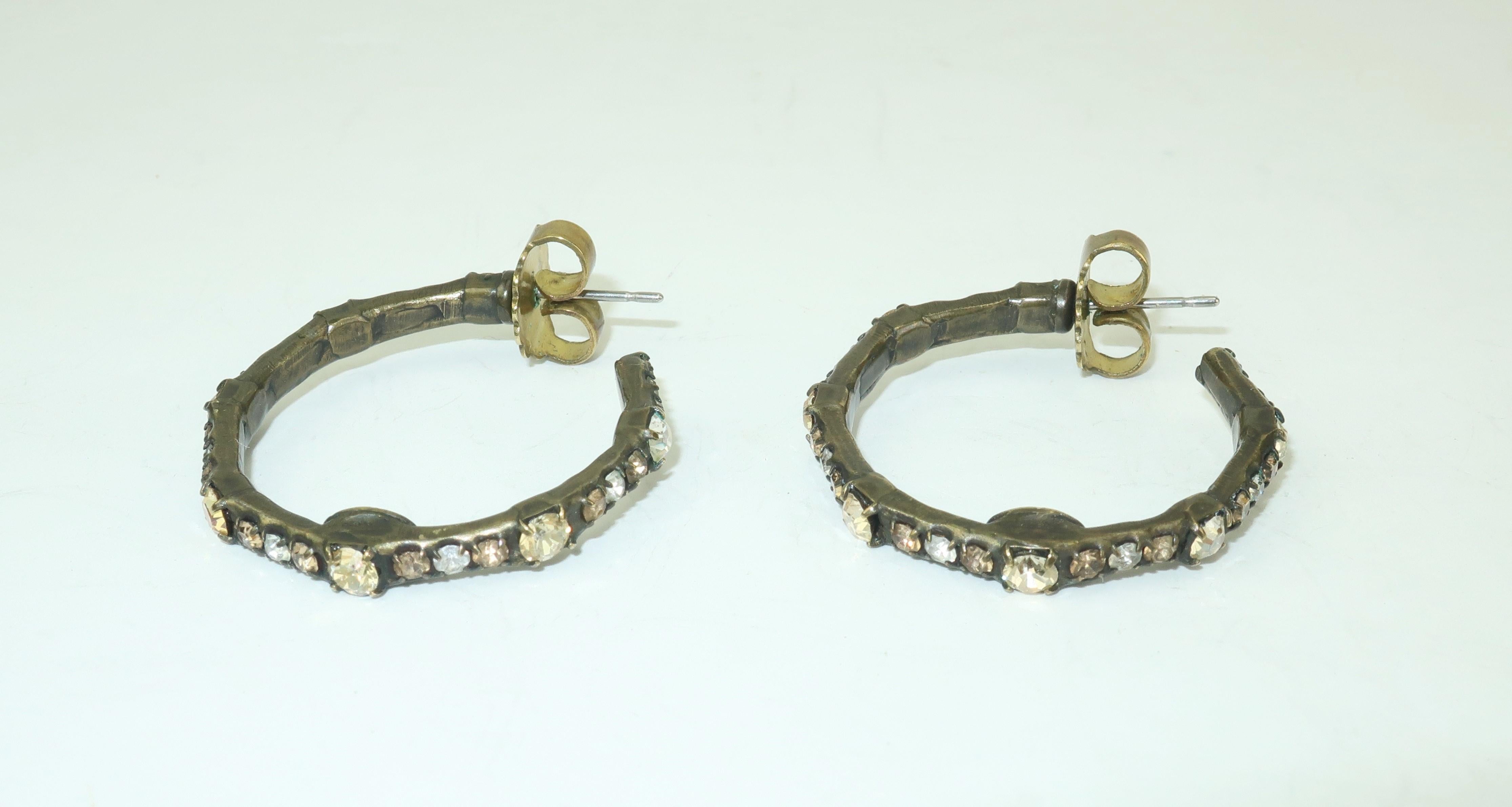Sorrelli Brass & Rhinestone Hoop Earrings 3