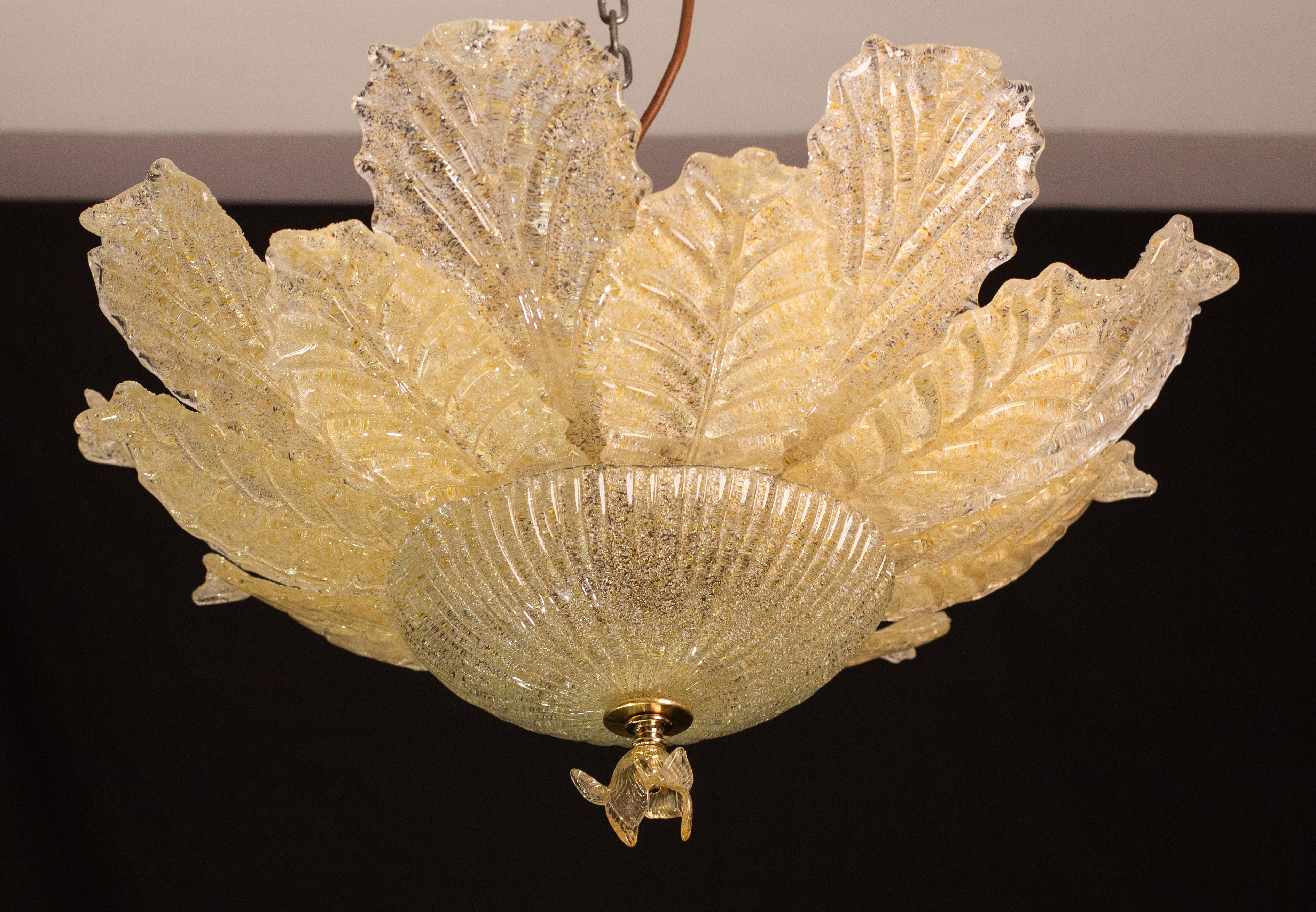 Sorrento, Luxury Murano Glass Gold\Orange Ceiling Light or Flush Mount, 1970s For Sale 1