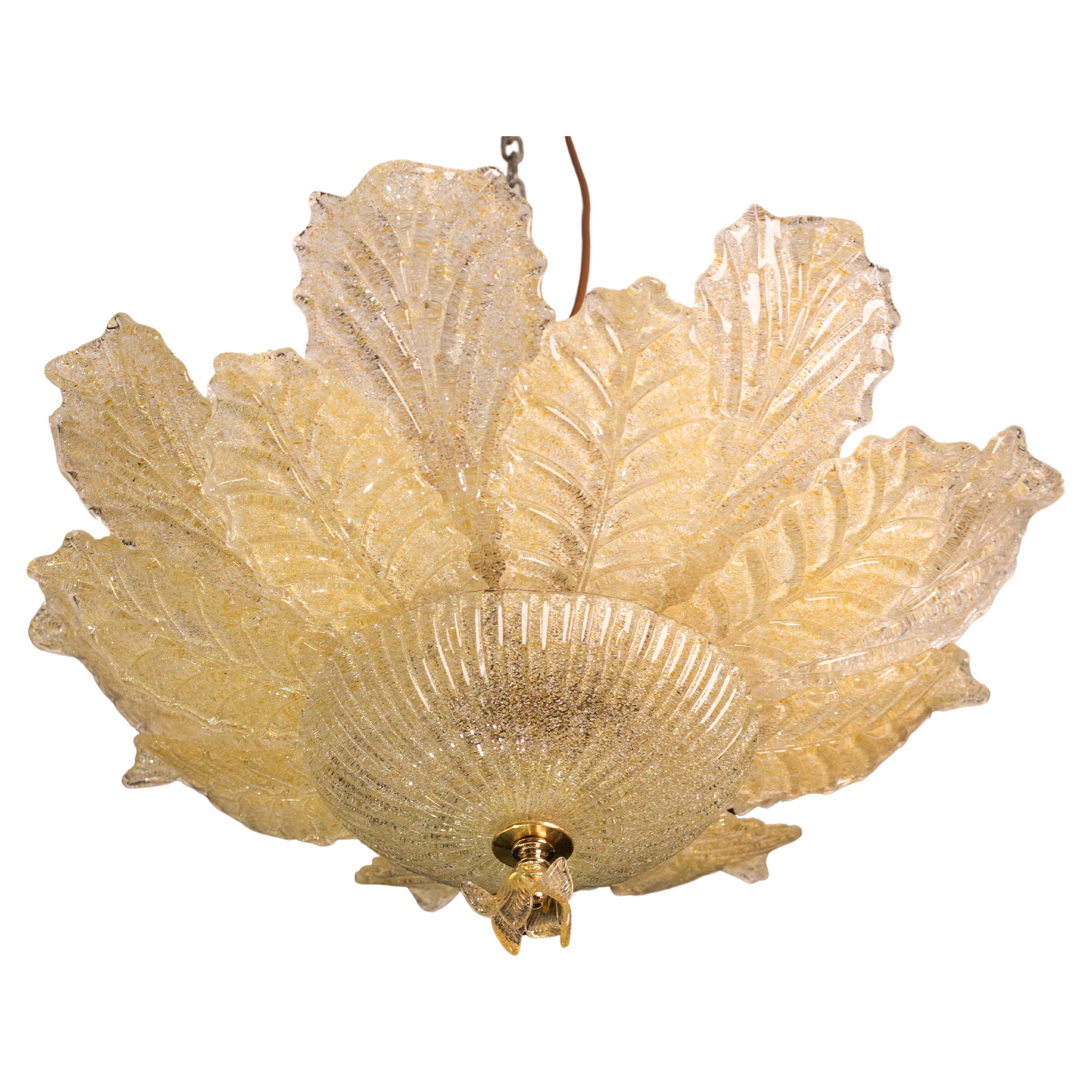 Sorrento, Luxury Murano Glass Gold\Orange Ceiling Light or Flush Mount, 1970s